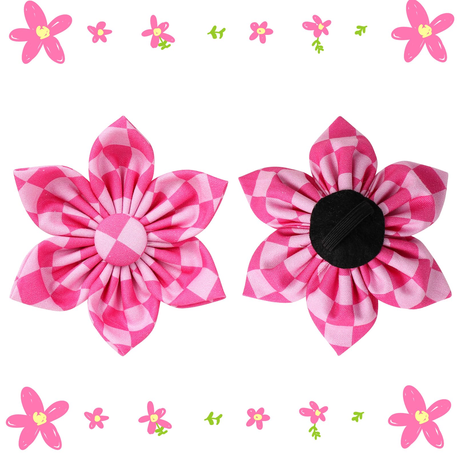 Dog Collar With Flower, Up Urara Pup Cute Pink Dog Bowtie Collar, Detachable Flower Bow Puppy Collar With Metal Buckle For Dogs,