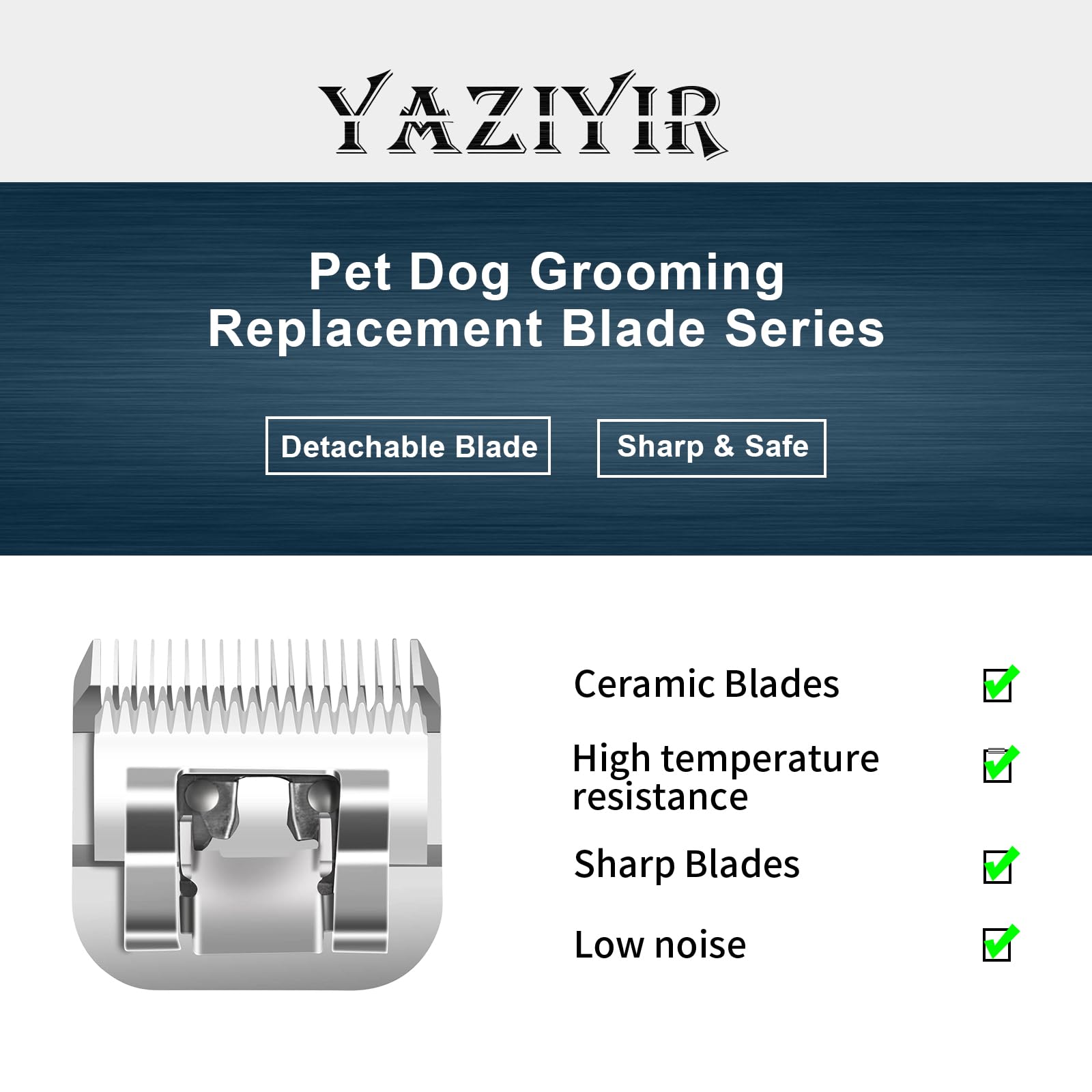 YAZIYIR Pet Dog Grooming Detachable Ceramic Blades Kit,Compatible with Andis,Oster A5,Wahl KM10 Clippers,Cut Length 1/100''(0.25