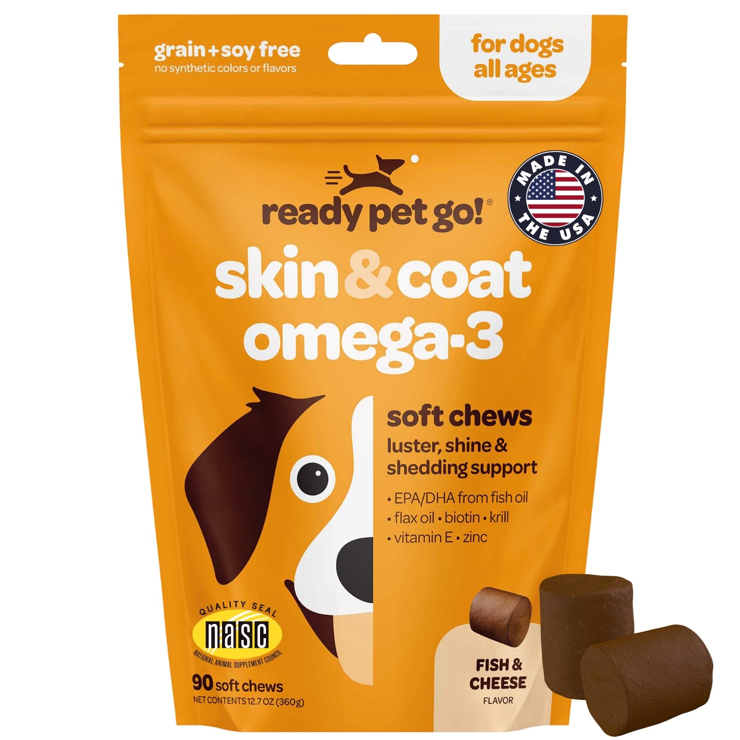 Skin and Coat Supplement for Dogs | Nourishing Omega 3 for Dogs with EPA DHA Krill Oil and Vitamin E | Dog Skin and Coat Supplem