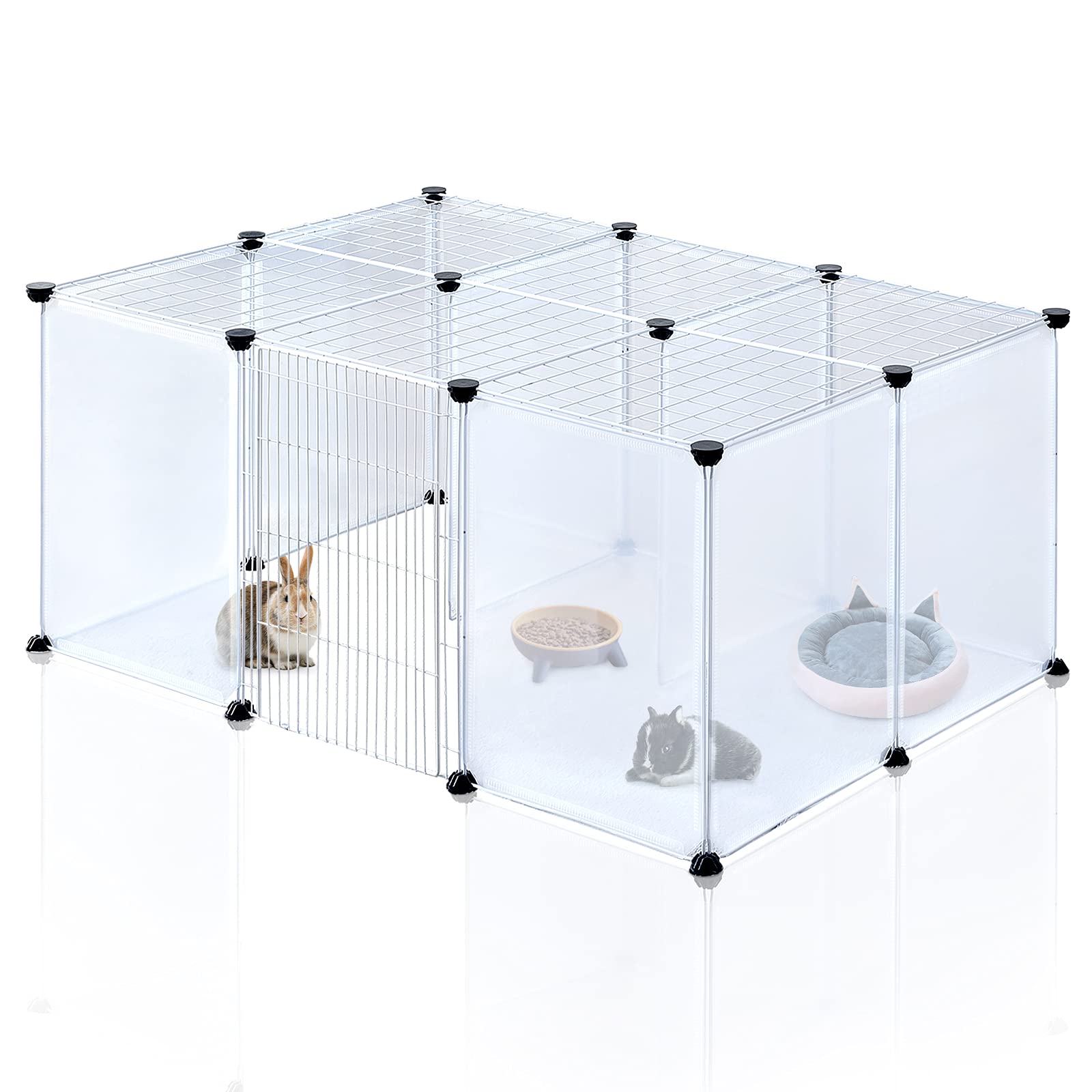 Brian & Dany Pet Plastic Playpen, Play Pen Indoor For Kitten, Hamster, Rabbit, Guinea Pig, Clear Enclosure Fence, 17.7 X 13.7 In