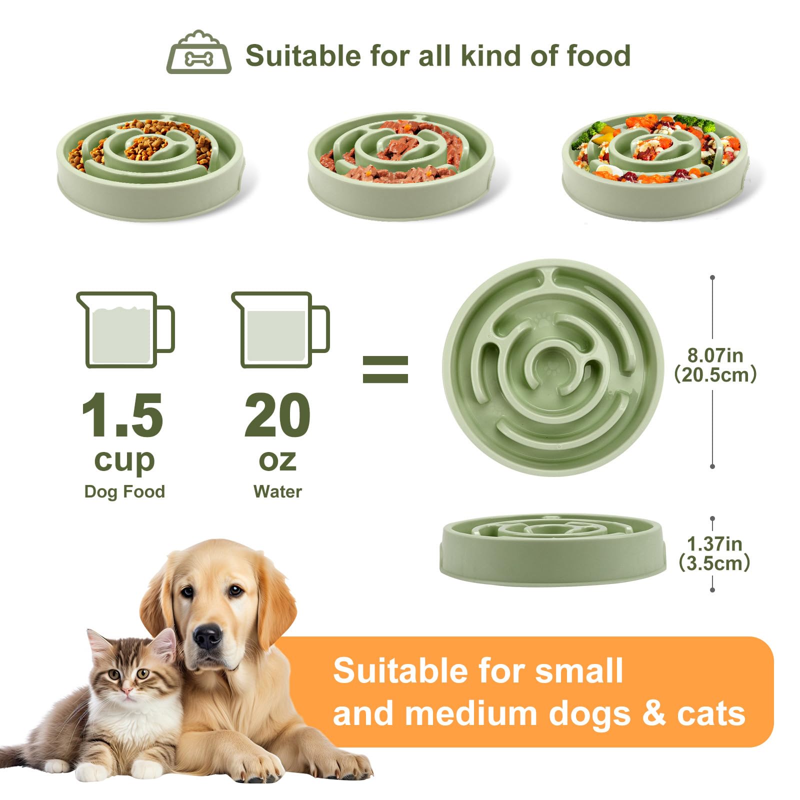 Slow Feeder Dog Bowls,Puzzle Dog Bowl with Anti-Slip, Slow Feeder & Non-Slip Design, Boredom and Anxiety Reducer, Suitable for A