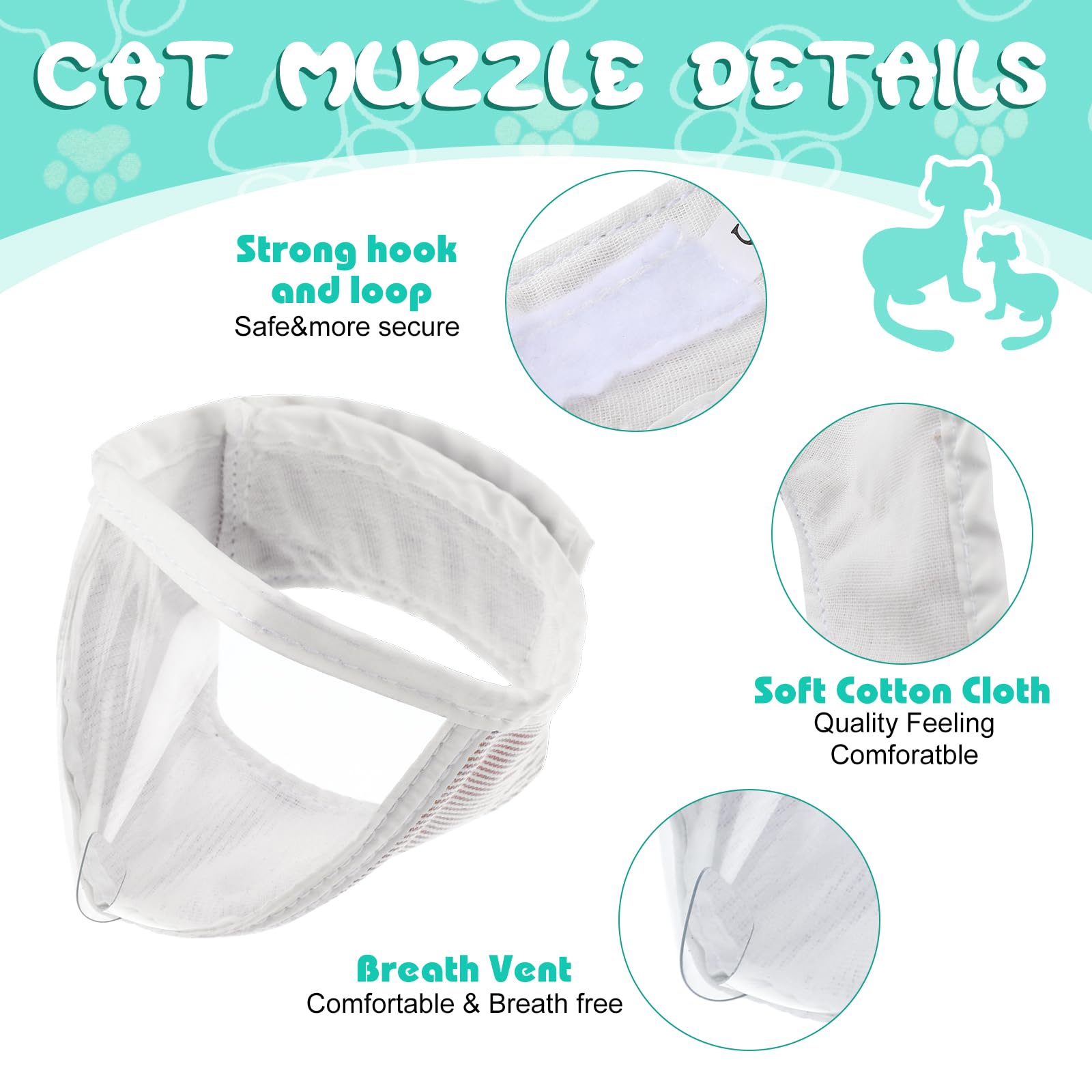 Hillban Cat Muzzle For Grooming With 4 Silicone Boots Breathable Transparent Face Guard Silicone Cat Claw Covers Anti Scratch Booties To Prevent Scratching Biting Bathing Trimming(Medium)