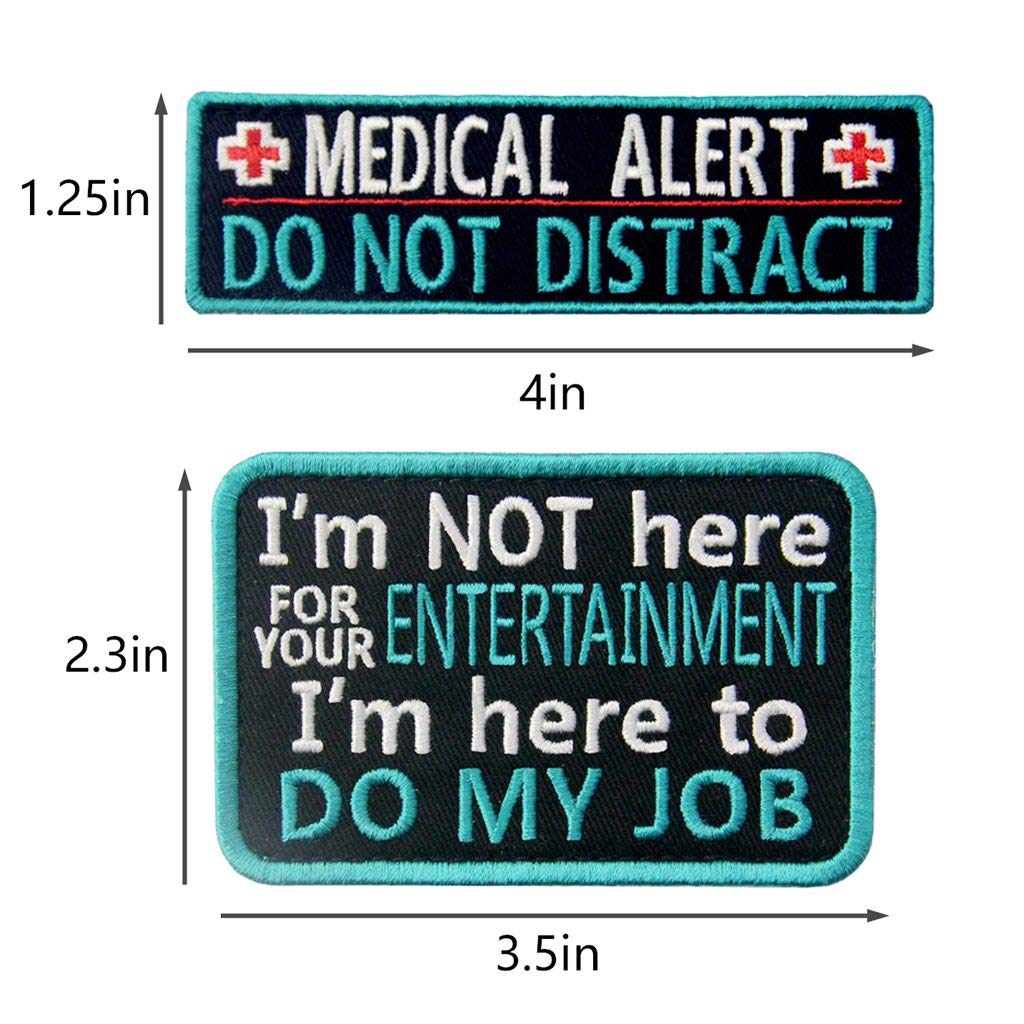 Service Dog Medical Not All Disabilities Are Visible Alert Vest/Harnesses Morale Tactical Patch Embroidered Badge Fastener Hook & Loop Emblem, 6 Pcs, Blue