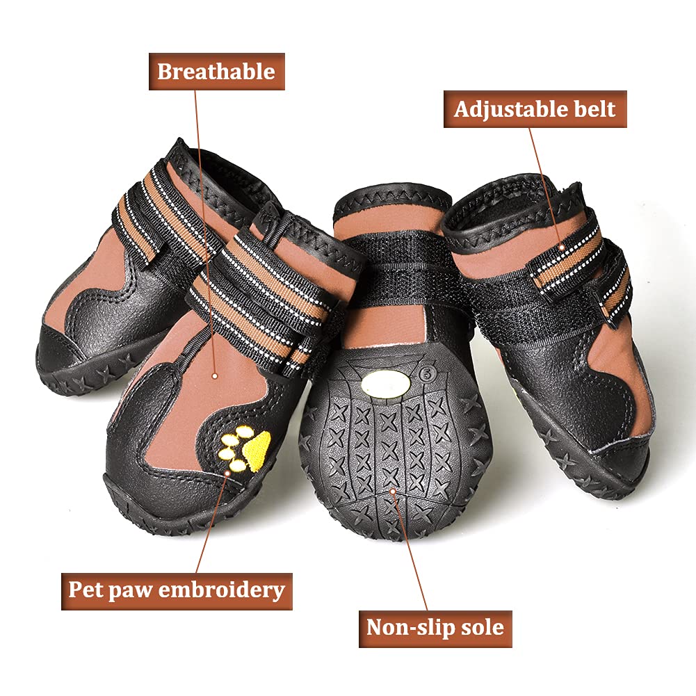 Covertsafe& Dog Boots For Dogs Non-Slip, Waterproof Dog Booties For Outdoor, Dog Shoes For Medium To Large Dogs 4Pcs With Rugged Sole Black-Brown, Size 2: (2.4 Inches X1.7 Inches )(L*W) For 14-27 Lbs