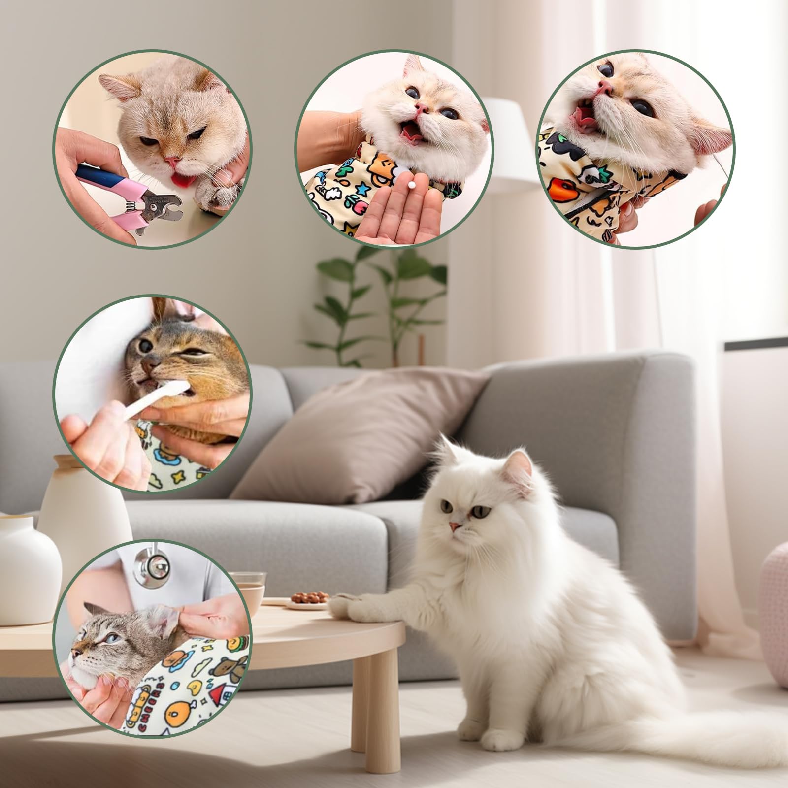 ZHIYUEJING Cat Grooming Wrap,Cat Restraint for Nail Clipping,hook and loop Fabric for Cats,Safely Holds Your Cat up to 20 Pound,