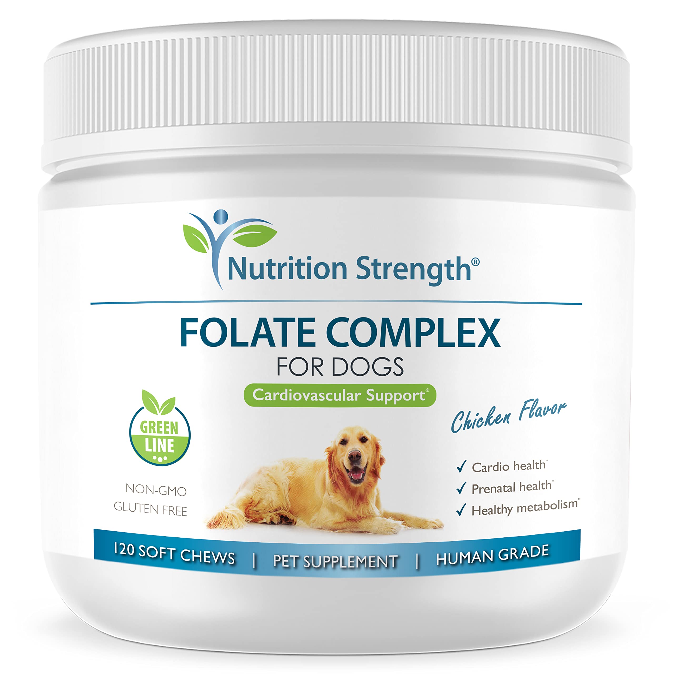 Nutrition Strength Folate for Dogs to Promote Cardiovascular & Prenatal Health, Support DNA Synthesis & Cell Maintenance, Folic 