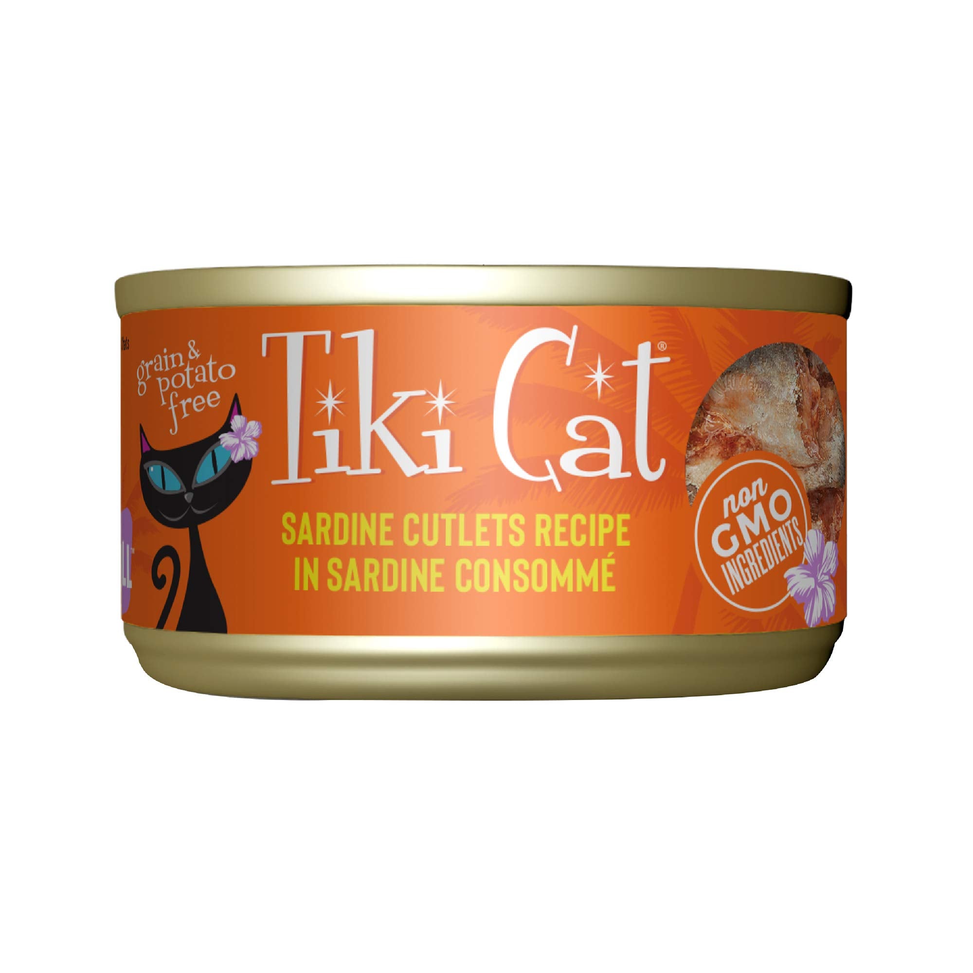 Tiki Cat Grill, Sardine Cutlets, High-Protein and 100% Non-GMO Ingredients, Wet Whole Foods Cat Food for All Life Stages, 2.8 oz