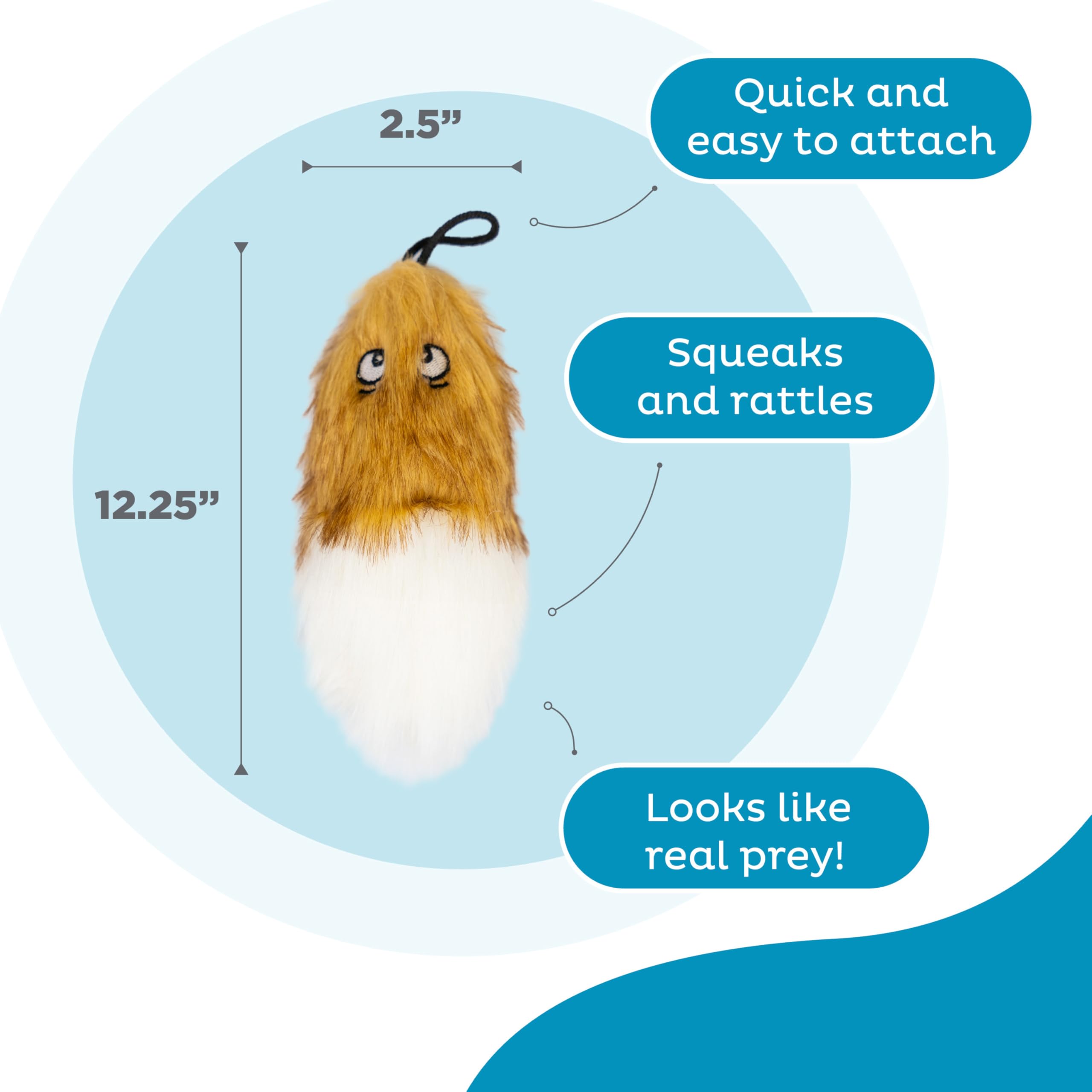 Outward Hound Tail Teaser Replacement Lure, Faux Fur, Pack of 1, Brown, Model 70470