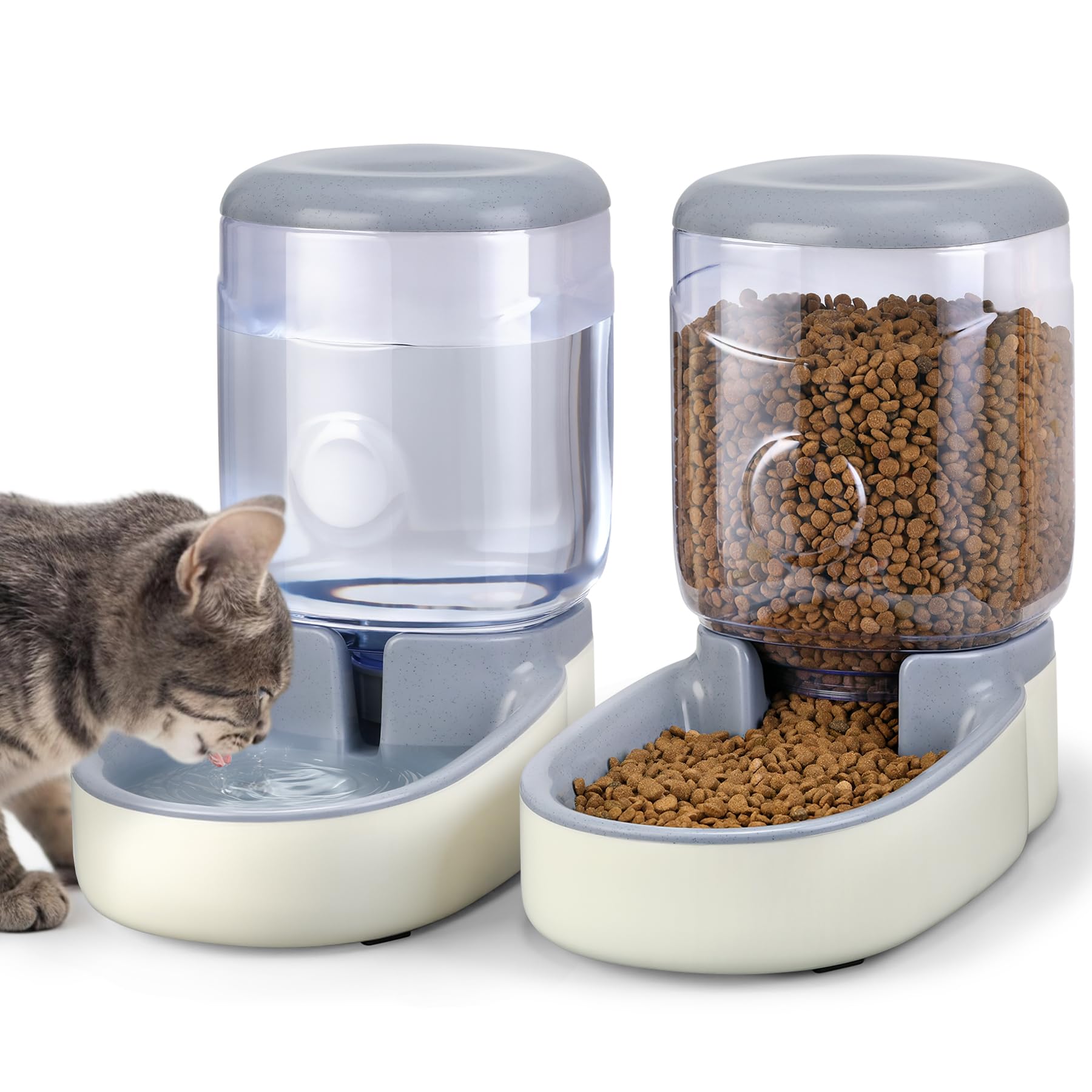 2 Pack Automatic Cat Feeder and Water Dispenser Pet Feed Bowl Dog Gravity Food Feeder and Waterer Set for Small Medium Pets Pupp