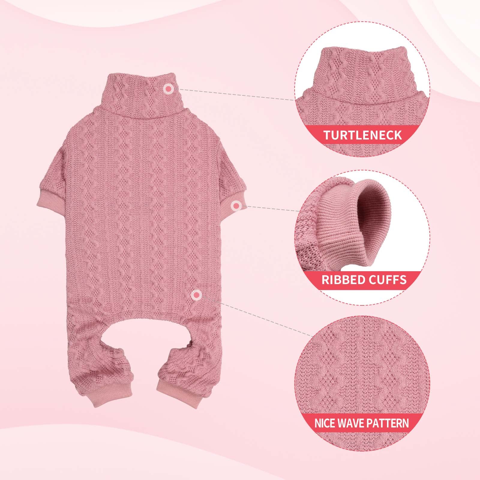 Dog Sweater Turtleneck Knitted Dog Clothes Solid Color Puppy Sweater Warm Cat Sweater Dog Sweaters For Large Dogs (Pink & L)