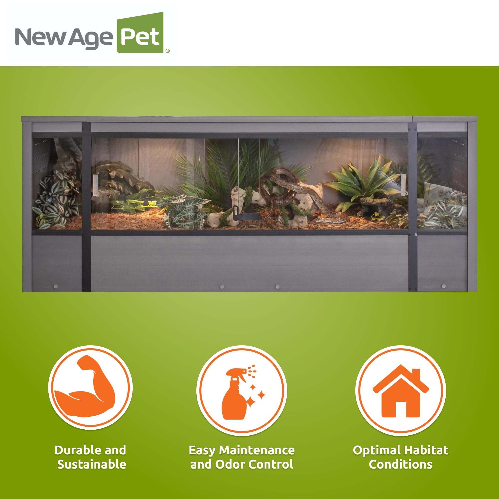 New Age Pet Ecoflex 60-Inch Mojave Reptile Lounge In Grey- Durable, Moisture-Resistant Wood Plastic Composite Habitat With Vente