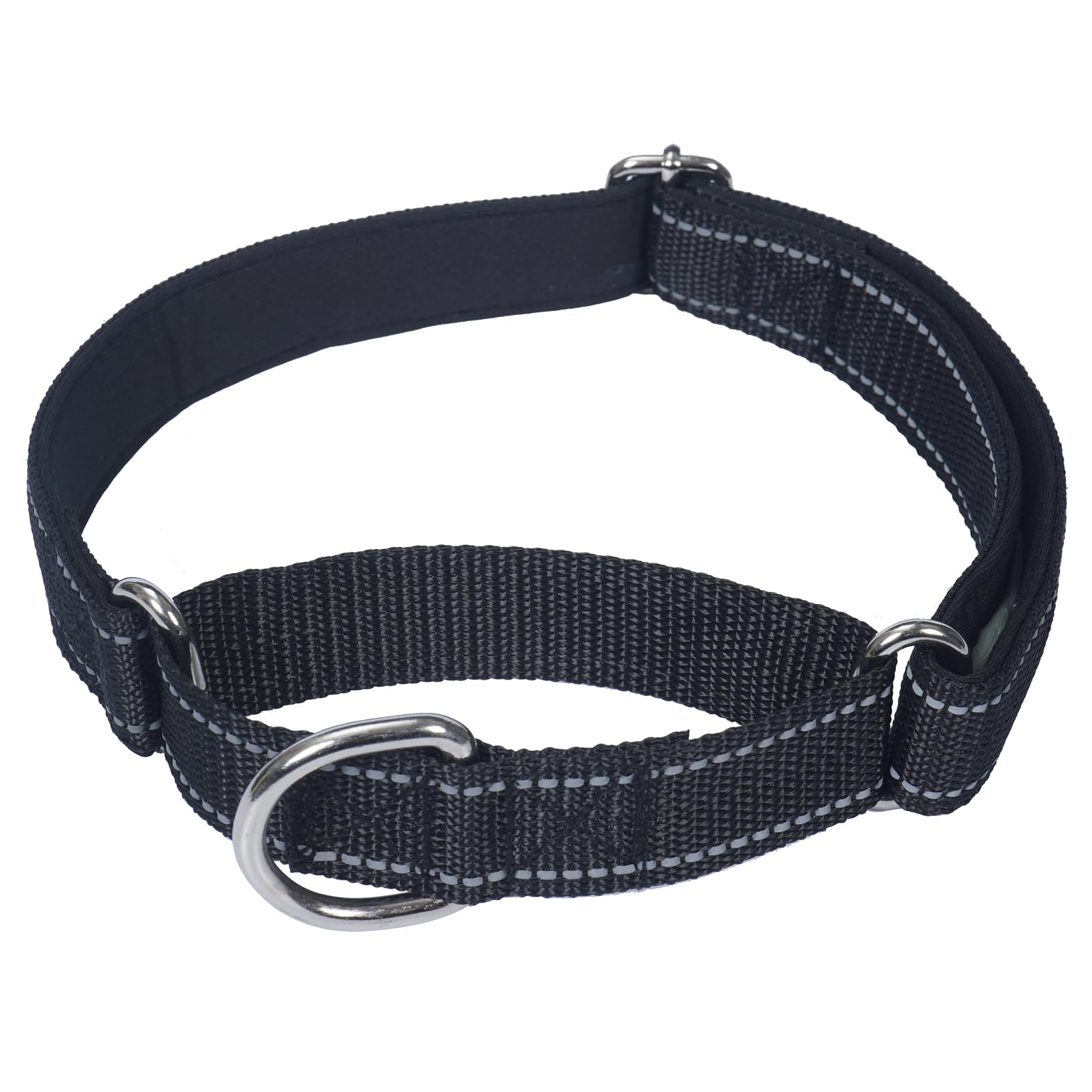 SGODA Martingale Dog Collar, Reflective Nylon Padded Dog Training Collars for Large Dogs, Black L