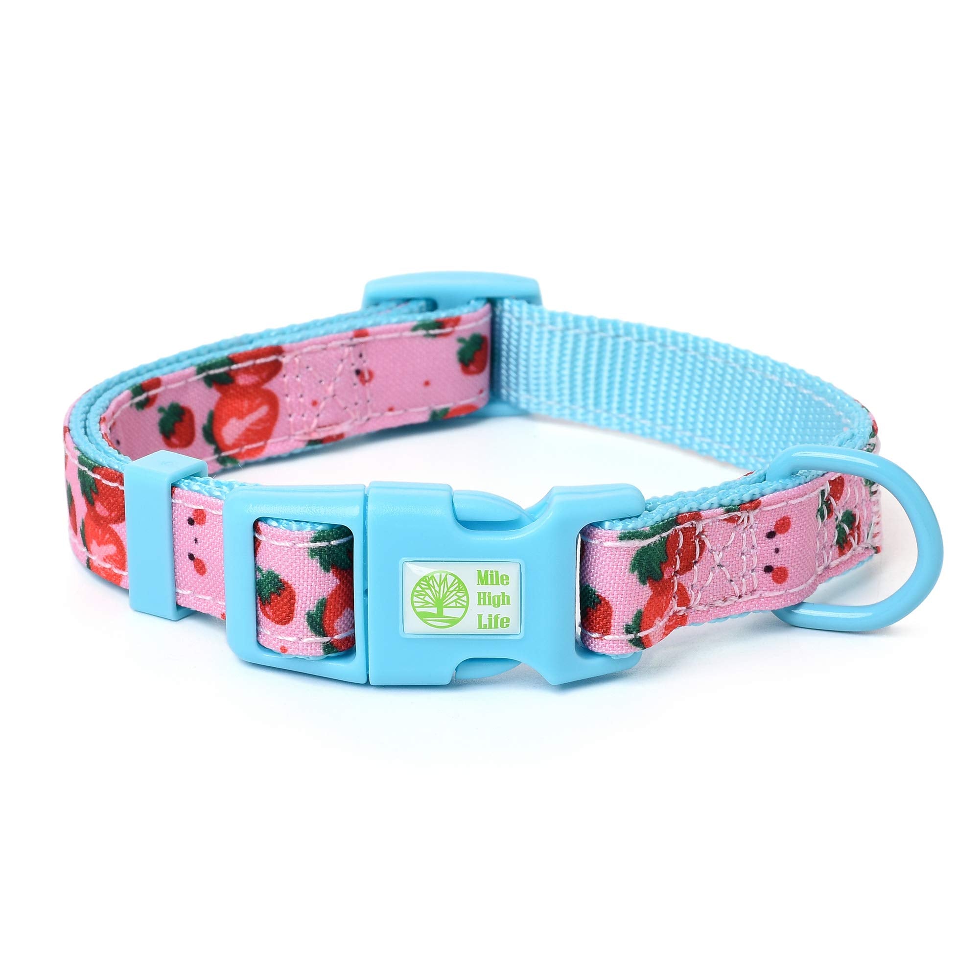 Mile High Life | Girl Dog Collars | Cute Dog Collar Lightweight | Soft Poly Cotton Fabric Collars For Medium Dogs | Flower & Fru