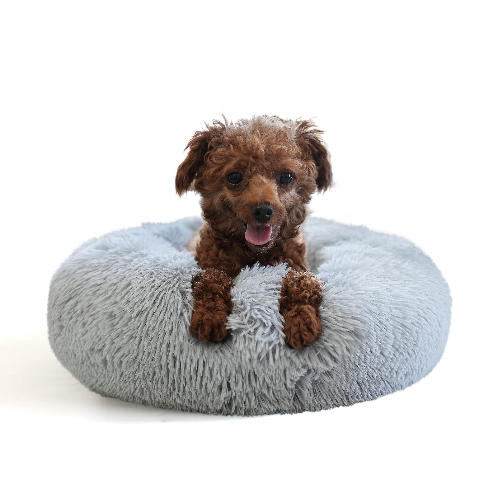 Tiny Dog Bed Fluffy Puppy Bed Washable Donut Anti Slip 15 Inches