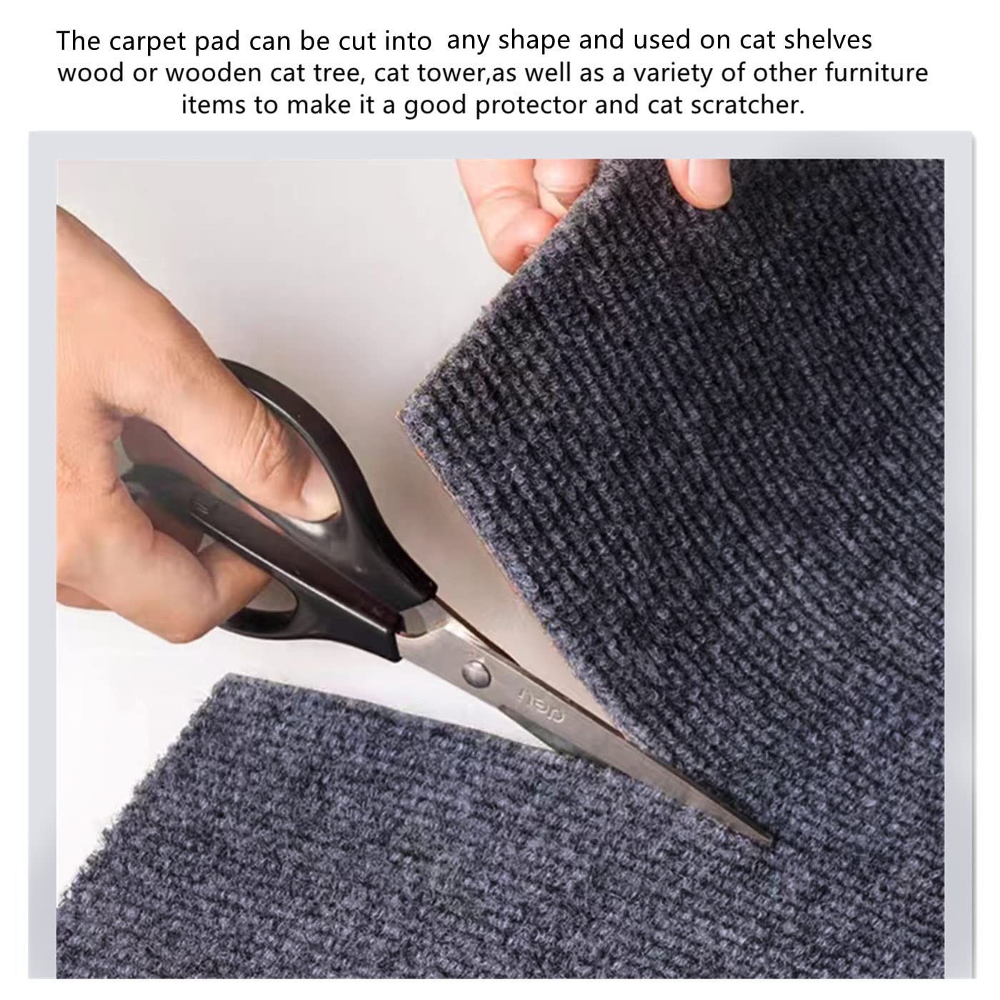 Shengocase 78.7'X15.8' Trimmable Self-Adhesive Carpet Mat Pad Replacement For Cat Tree Shelf Shelves, Cat Wall Furniture Steps, Cat Carpet Scratching Post Scratcher Couch Protector