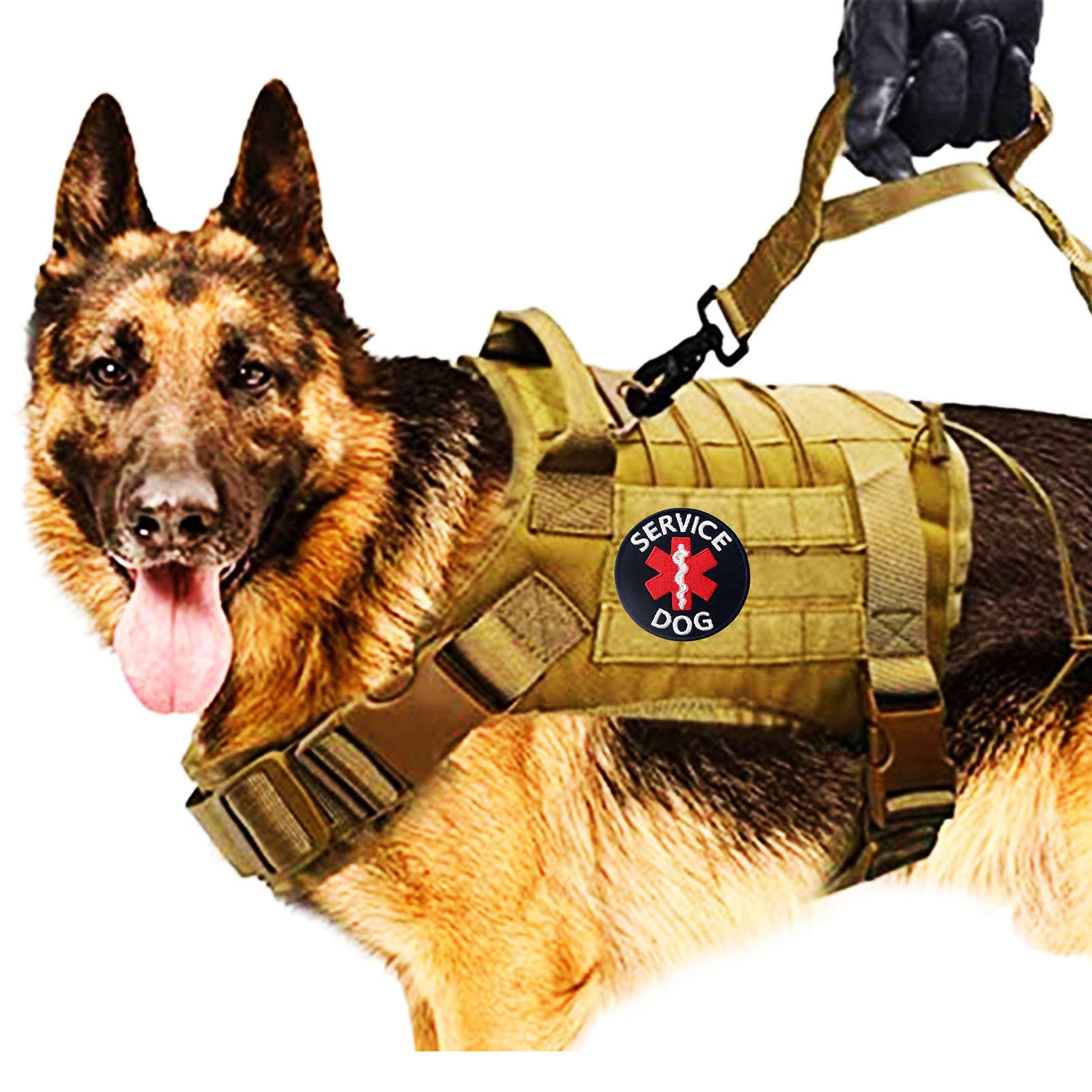 Medical Service Dog Patch, Round Embroidered Tactical Patch With Hook & Loop For Dog Harness Vest Collar