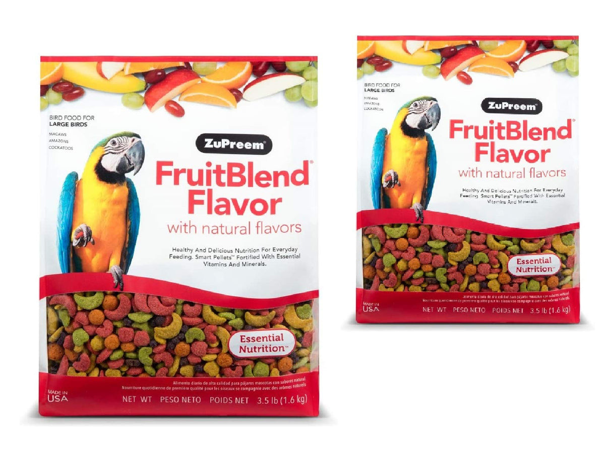 Zupreem Fruitblend Flavor Pellets Bird Food For Large Birds, 3.5 Lb (2-Pack) - Daily Blend Made In Usa For Amazons, Macaws, Cockatoos