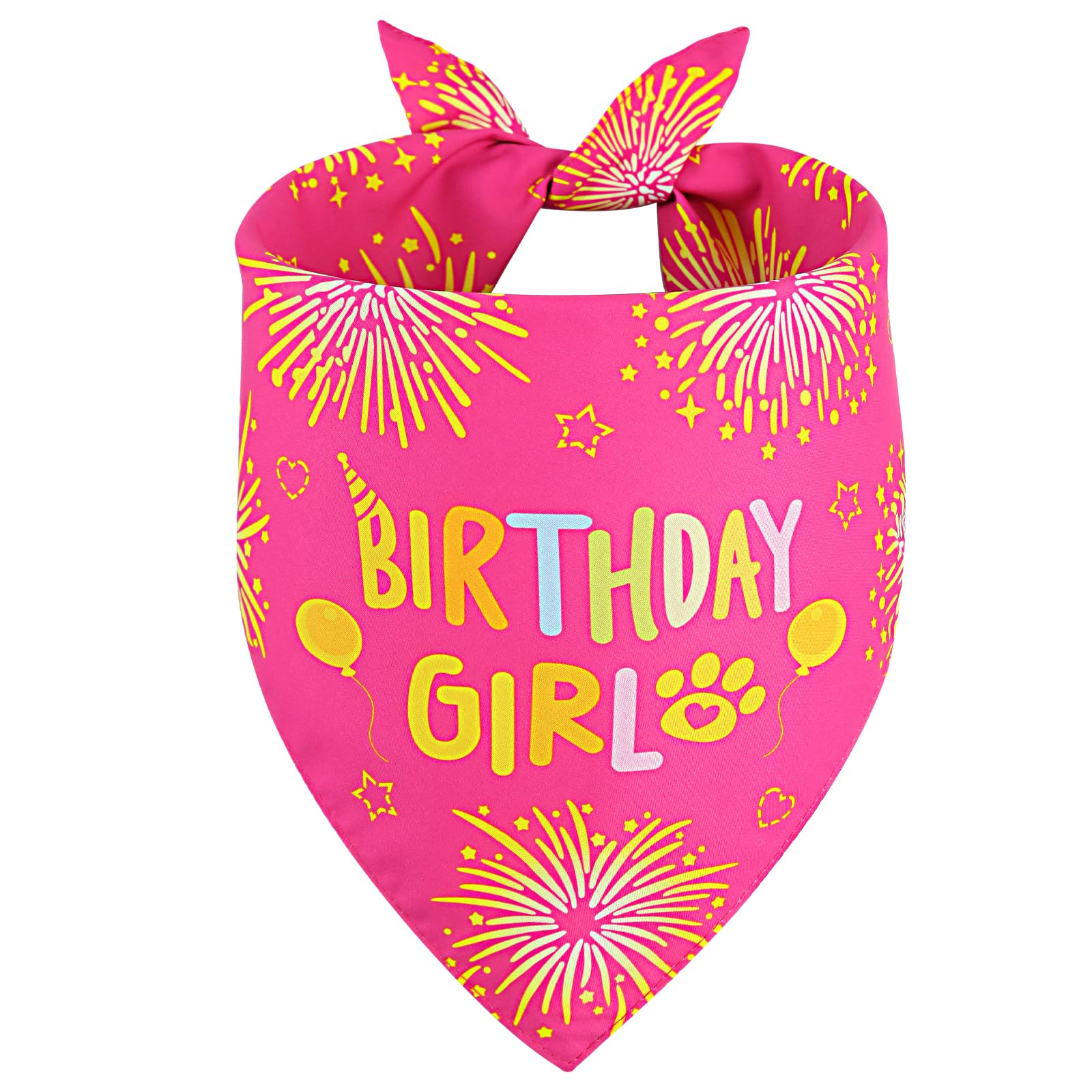 Ququle Dog Birthday Bandana Girl Pink Small 1Pcs, Durable Triangle Reversible Scarf Bibs Handkerchief For Puppy Pet
