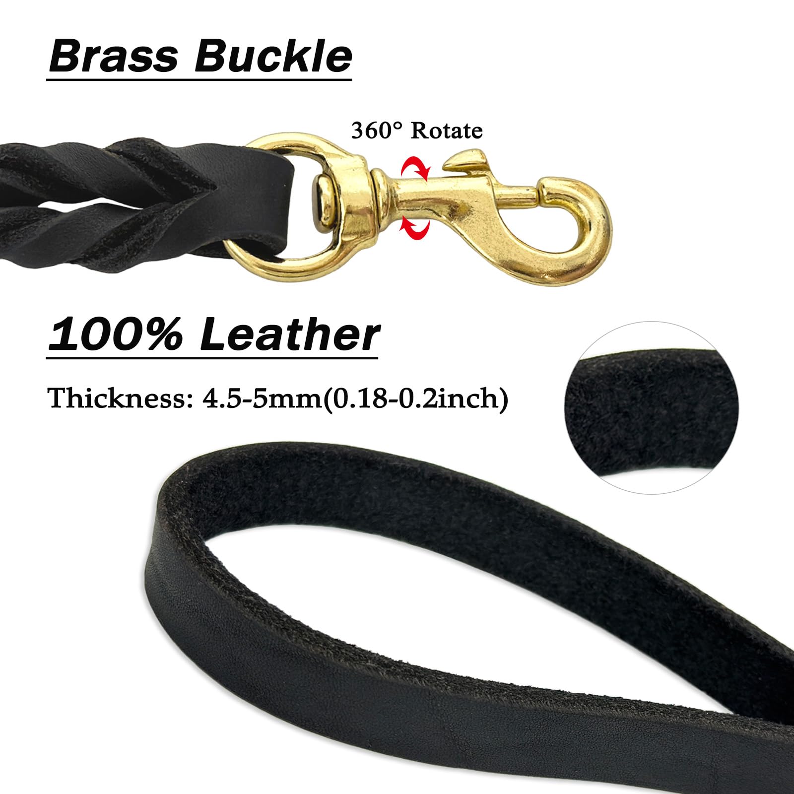 Guiding Star Leather Dog Leash 5ft, Dog Leashes for Large Dogs Heavy Duty, Soft Braided Handmade Leather Training Leash for Larg