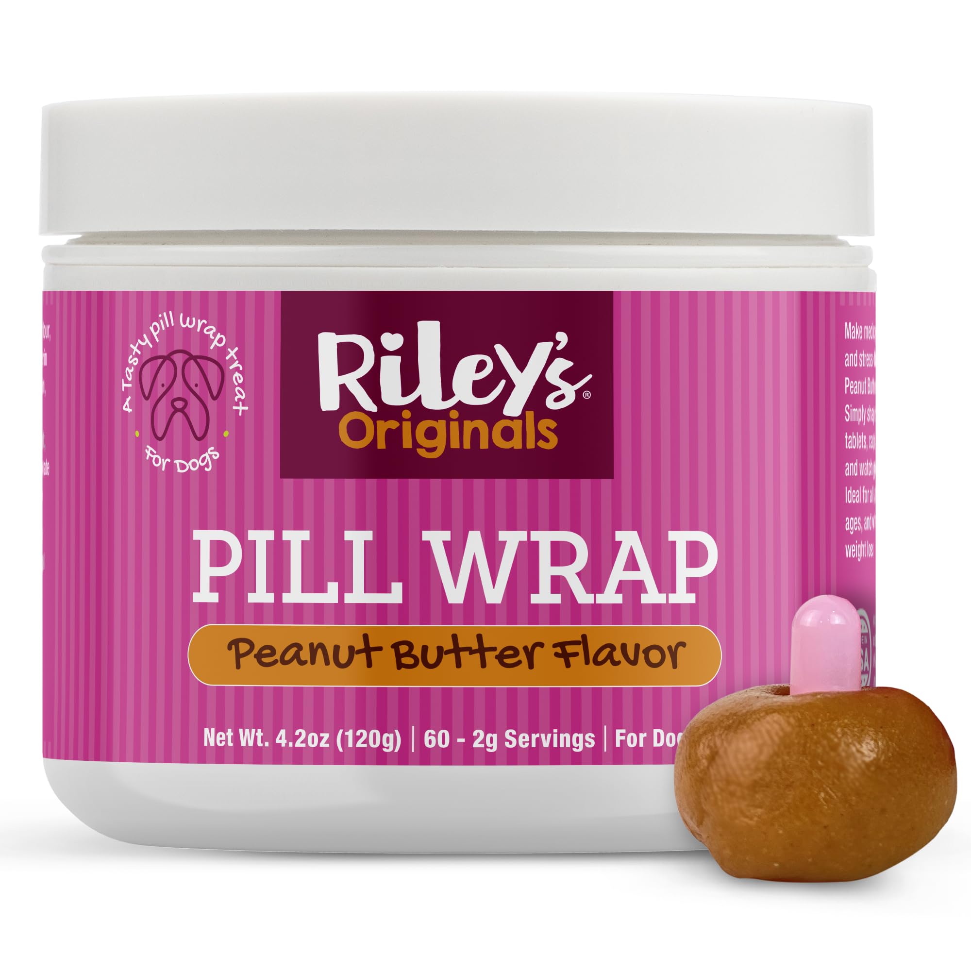 Rileys Pill Wrap for Dogs - Delicious Peanut Butter Flavored Pill Paste for Dogs - Wrap Pills, Capsules, Tablets in a Pocket or