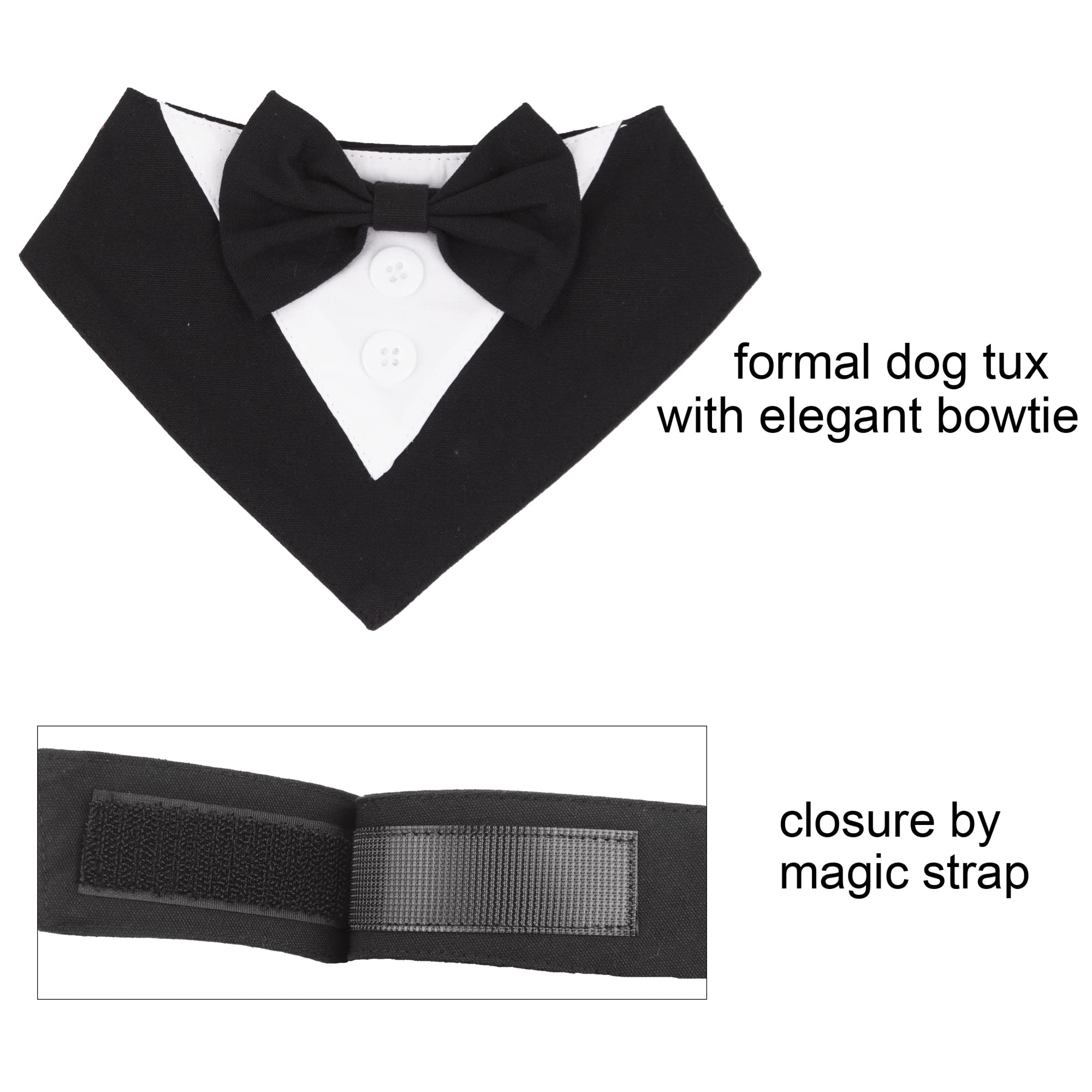 Adoggygo Formal Dog Tuxedo Wedding Dog Bandana Dog Wedding Tux With Bowtie Dog Birthday Costume Adjustable Dog Formal Outfit For Medium Large Dogs Pets (M, Black)