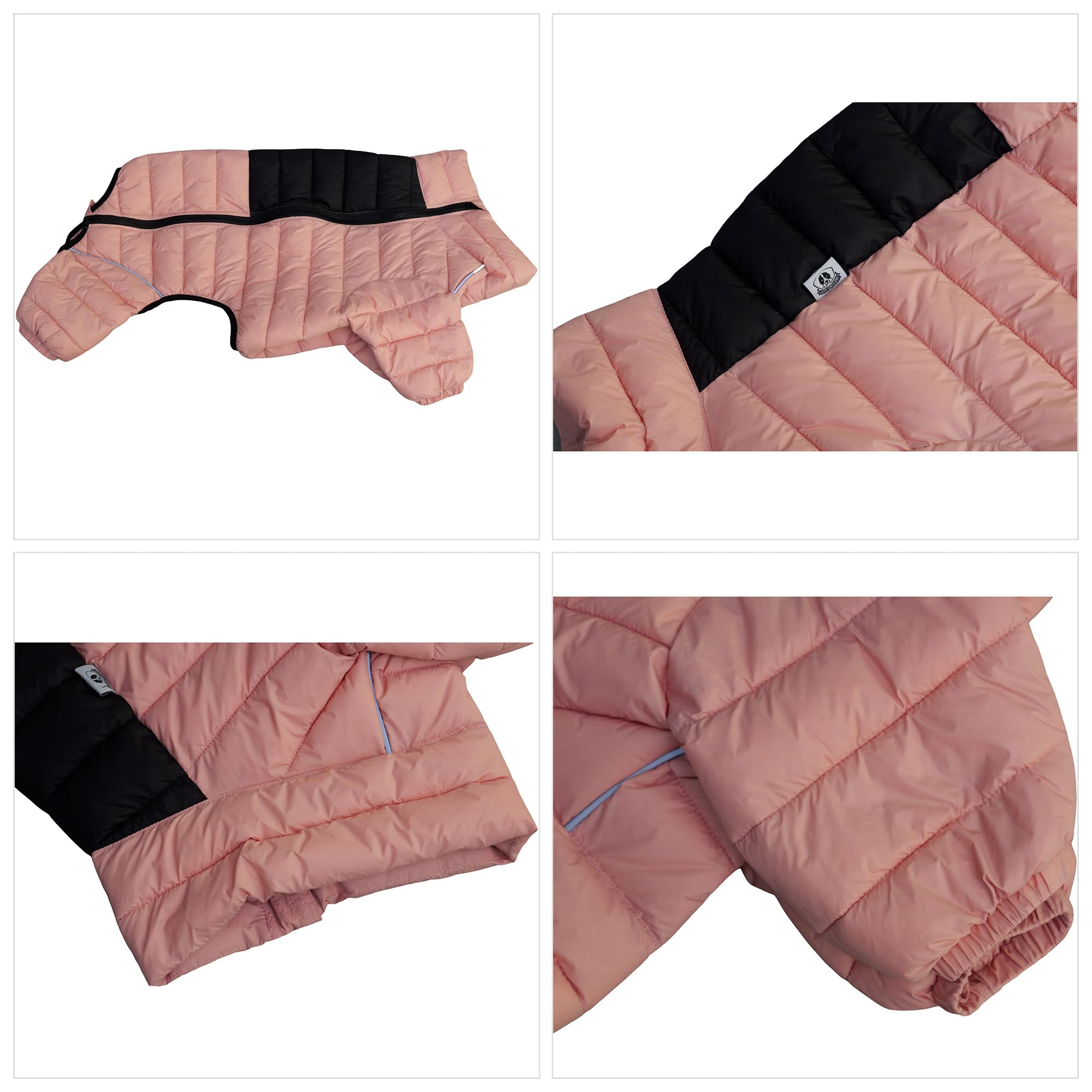 Dog Coat Warm Jacket, 4 Legs Covered Waterproof Windproof Reflective Vest, Zippered Adjustable Outdoor Snow Jacket for Small Med