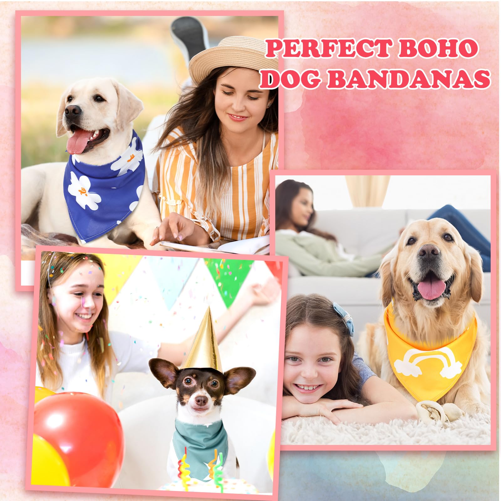 Huhumy 100 Pcs Dog Bandanas Bulk Pet Bibs Colorful Triangle Scarf Pet Bandanas For Medium Large Dogs Spring Summer Birthday Cost