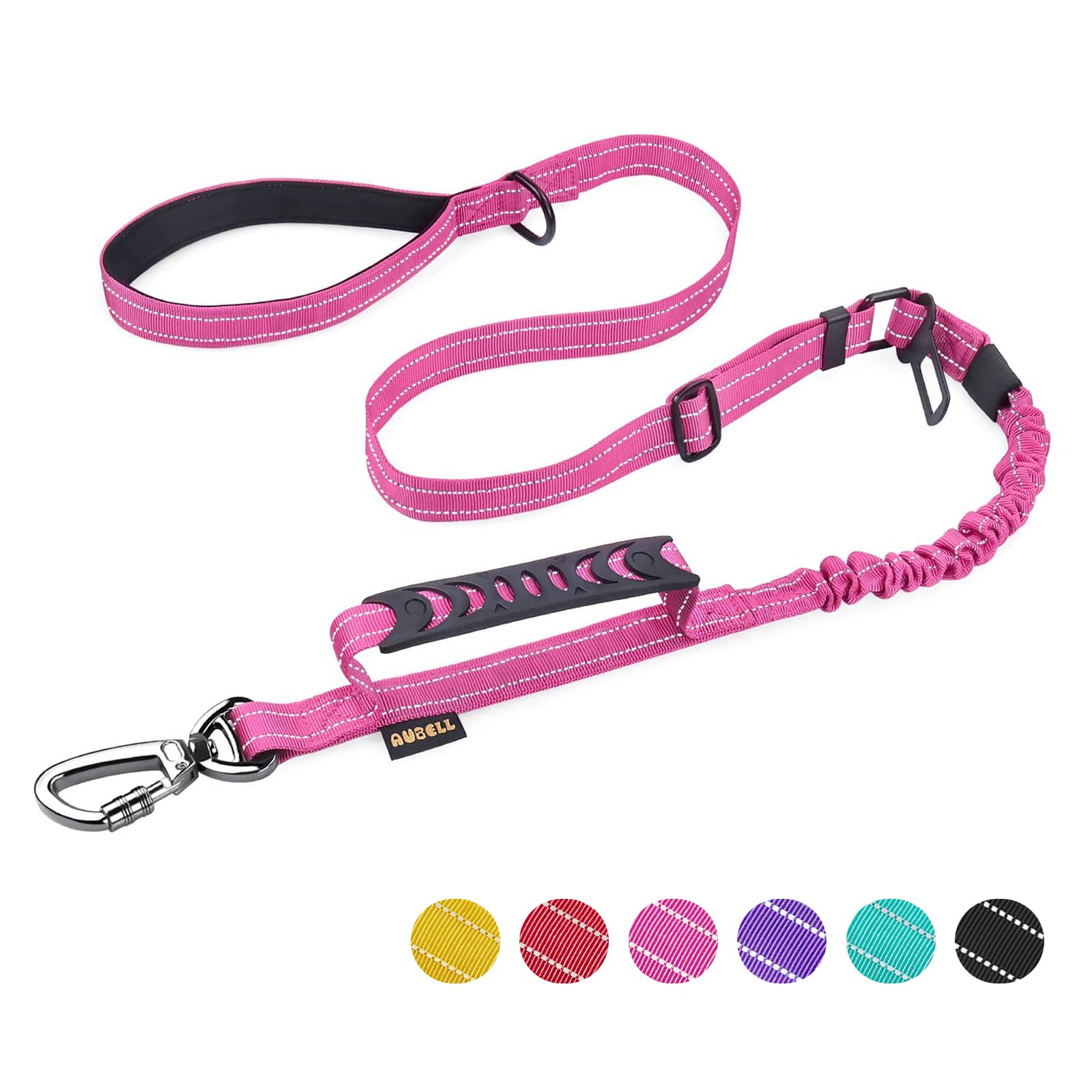 Heavy Duty Dog Leash, Reflective Dog Leashes With Car Seat Belt And Soft Padded Handle, 6Ft Strong Dog Leash For Training, No Pu