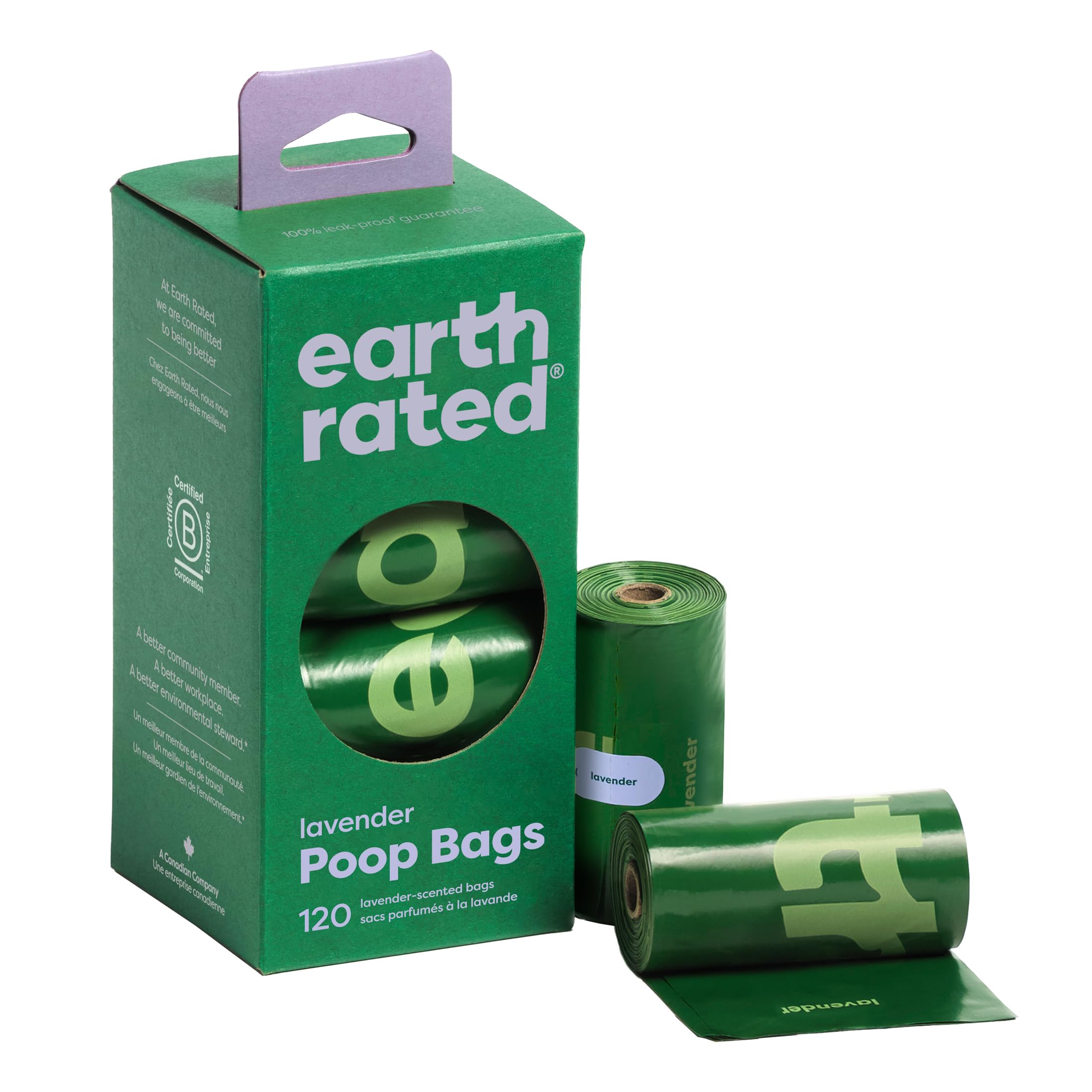 Earth Rated Poop Bags For Dogs Guaranteed Leak Proof And Extra Thick Waste Bag Refill Rolls, Lavender Scented, 120 Count
