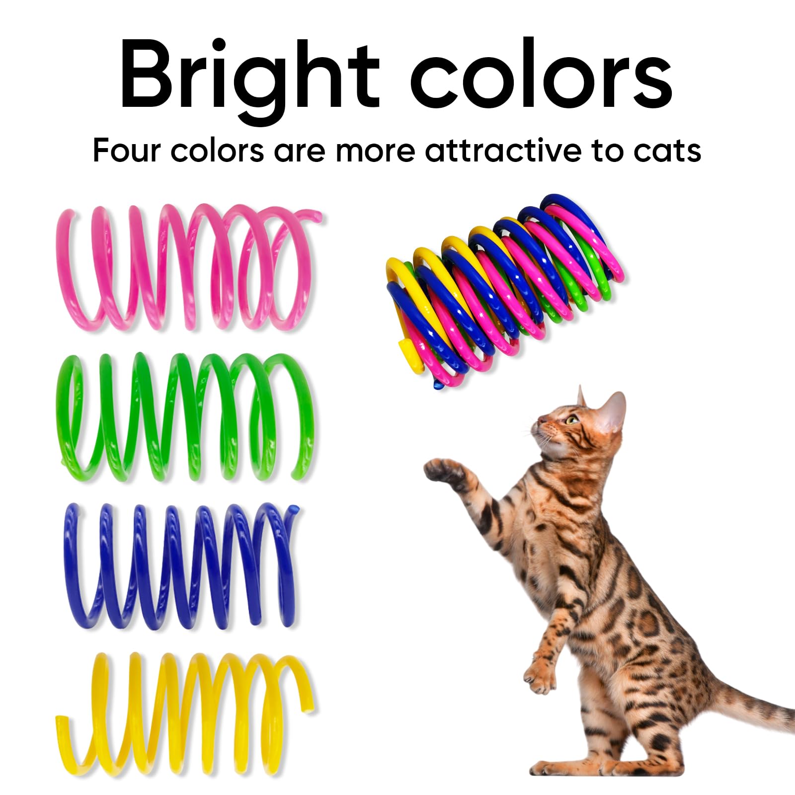 AGYM Cat Spring Toys 90 Packs for Indoor Cats, Durable Plastic Spring Coils Attract Cats to Swat, Bite, Hunt, Interactive Spring