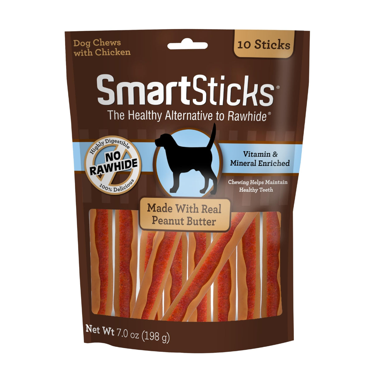 Smartbones Smartsticks With Real Peanut Butter Rawhide-Free Chews For Dogs, 10 Count