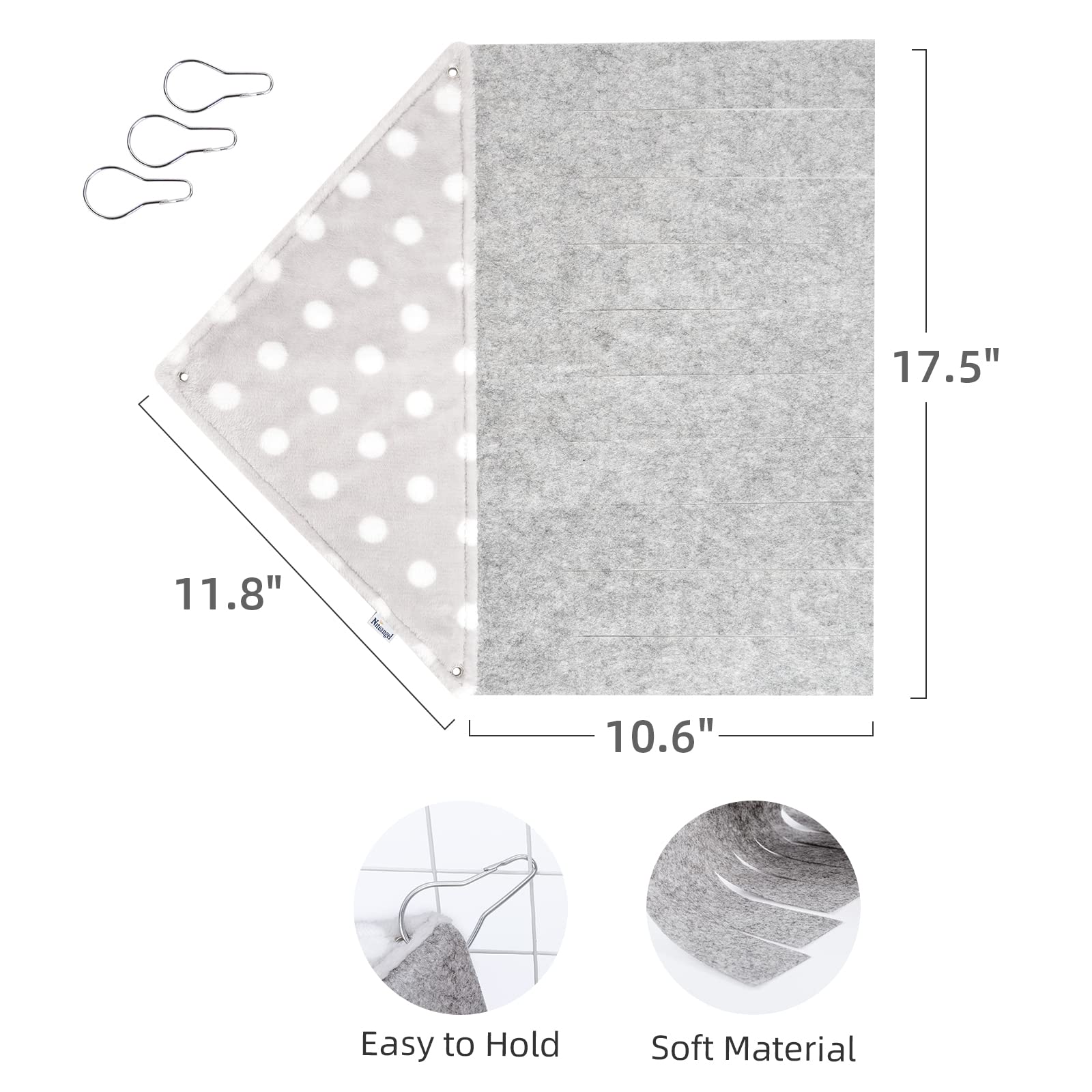 Niteangel Fleece Forest Corner Curtain Hideout Fun Hiding Spot For Ferrets Chinchillas Hedgehogs Dwarf Rabbits Guinea Pigs Syrian Hamster Rats (Gray)