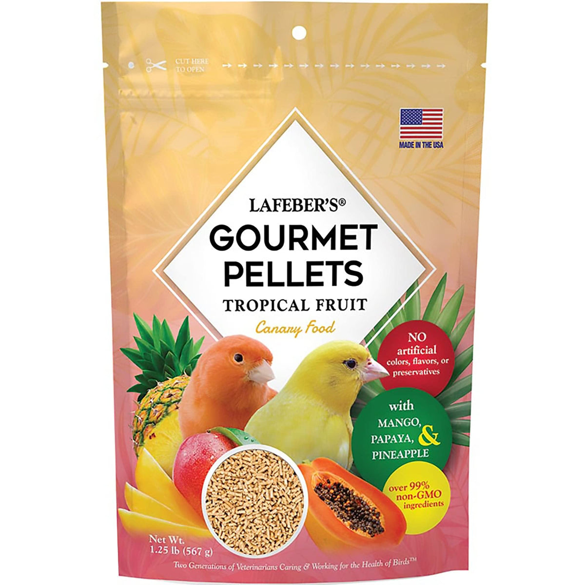 Lafeber'S Tropical Fruit Gourmet Pellets Pet Bird Food, No Added Sugar, Made With Non-Gmo And Human-Grade Ingredients, For Canaries, 1.25 Lb