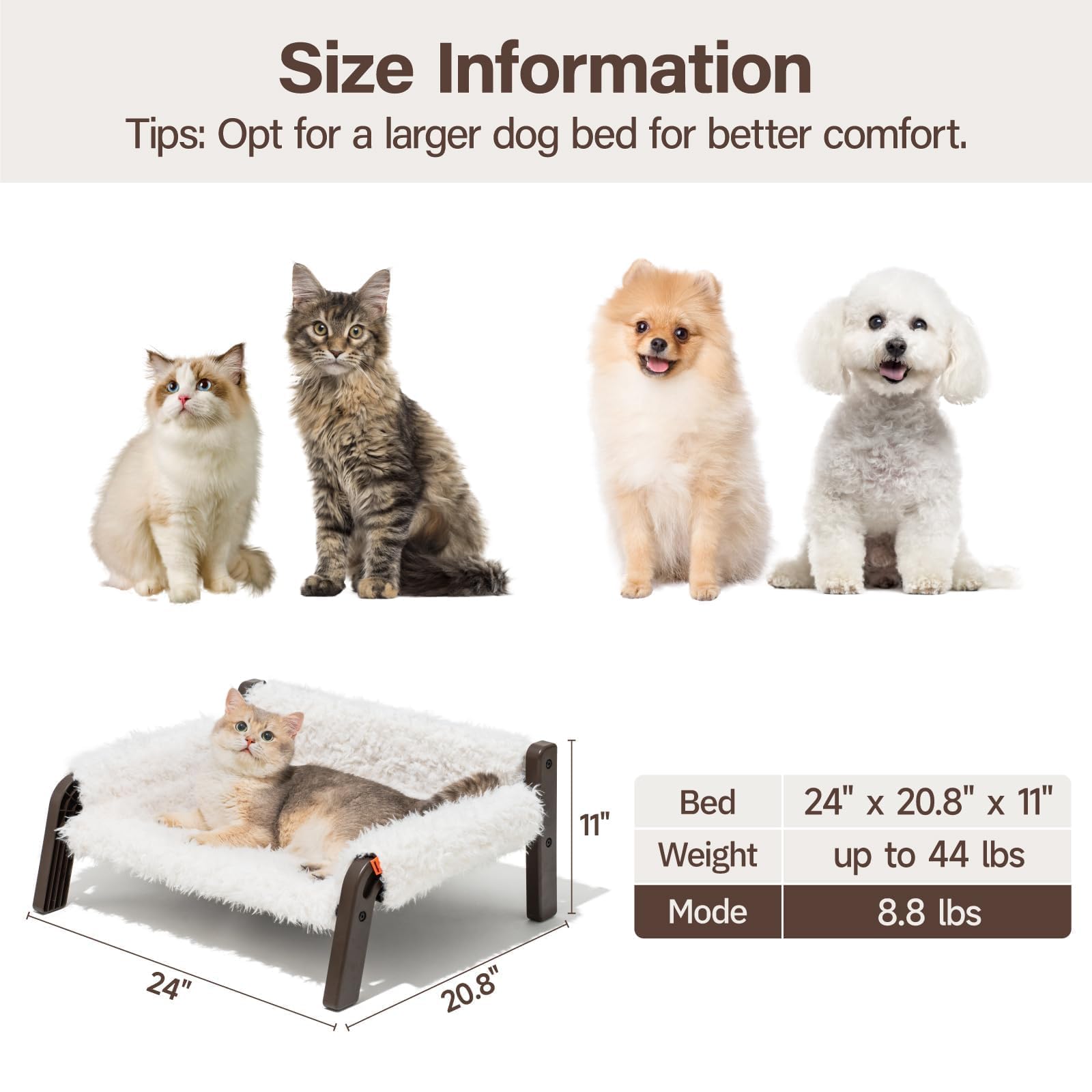 Mewoofun Raised Cat Beds For Indoor Cats Couch Elevated Cat Bed Small Dog Bed With Non-Slip Bottom Cat Beds For Kitty Puppy Smal