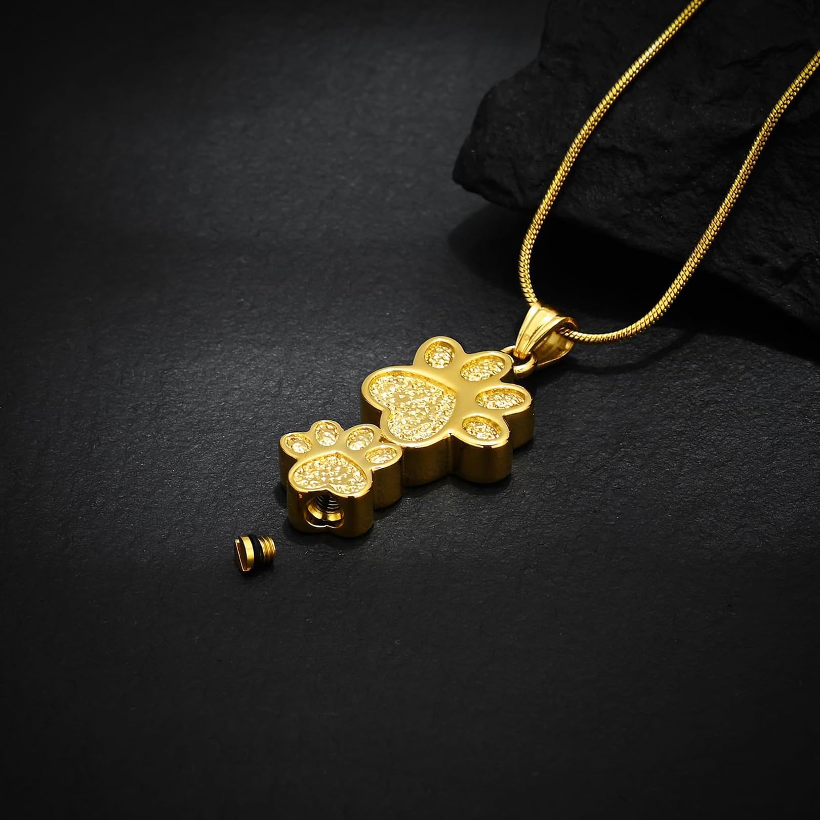 Pet Cremation Jewelry Double Dog Paw Urn Necklace For Ashes Stainless Steel Funeral Keepsake Urn Pendant Ashes Holder Memorial J