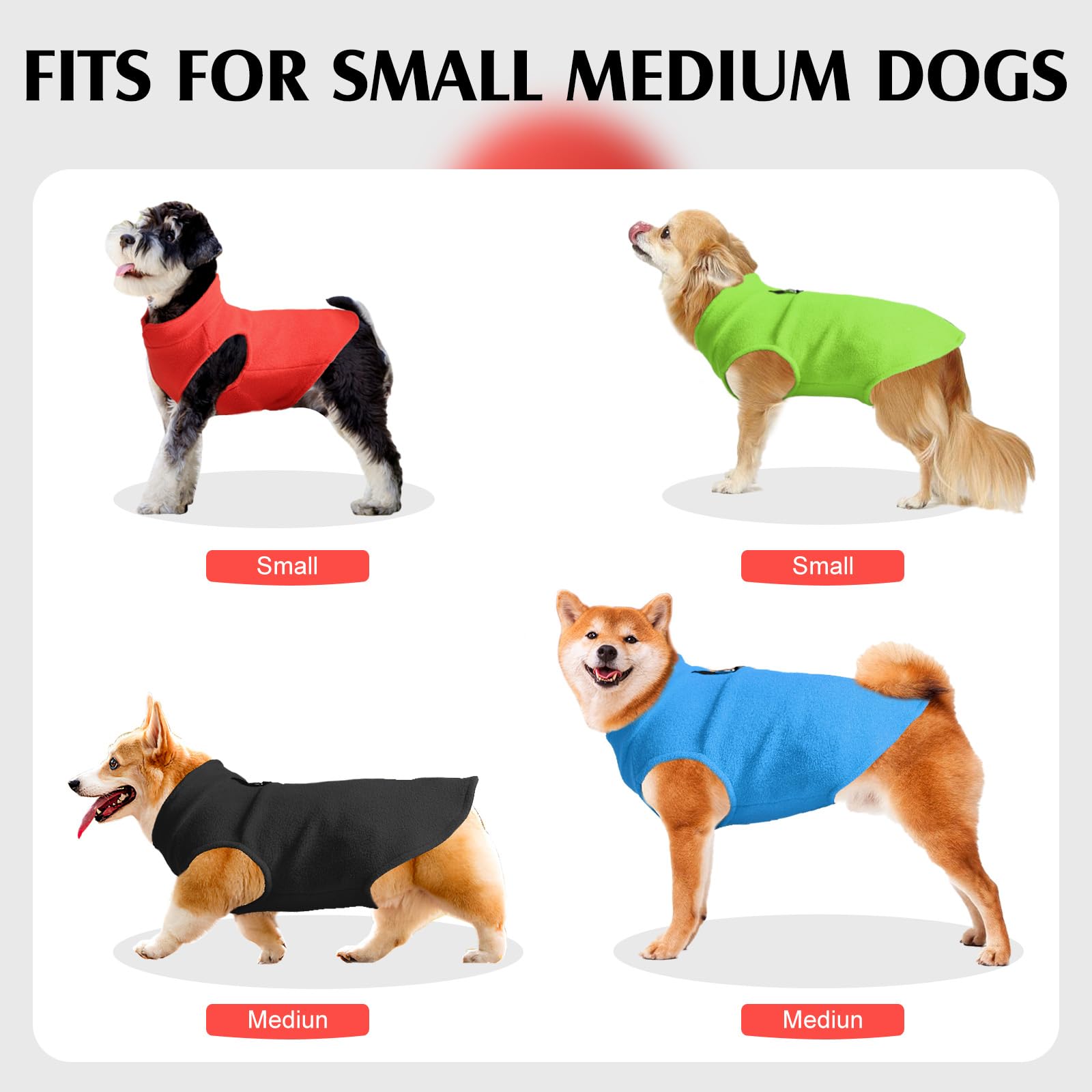 Fleece Dog Sweater Vest, Soft Warm Pullover, Winter Dog Clothes - Stretchy Fleece Vest With D Ring Leash (Blue, S)