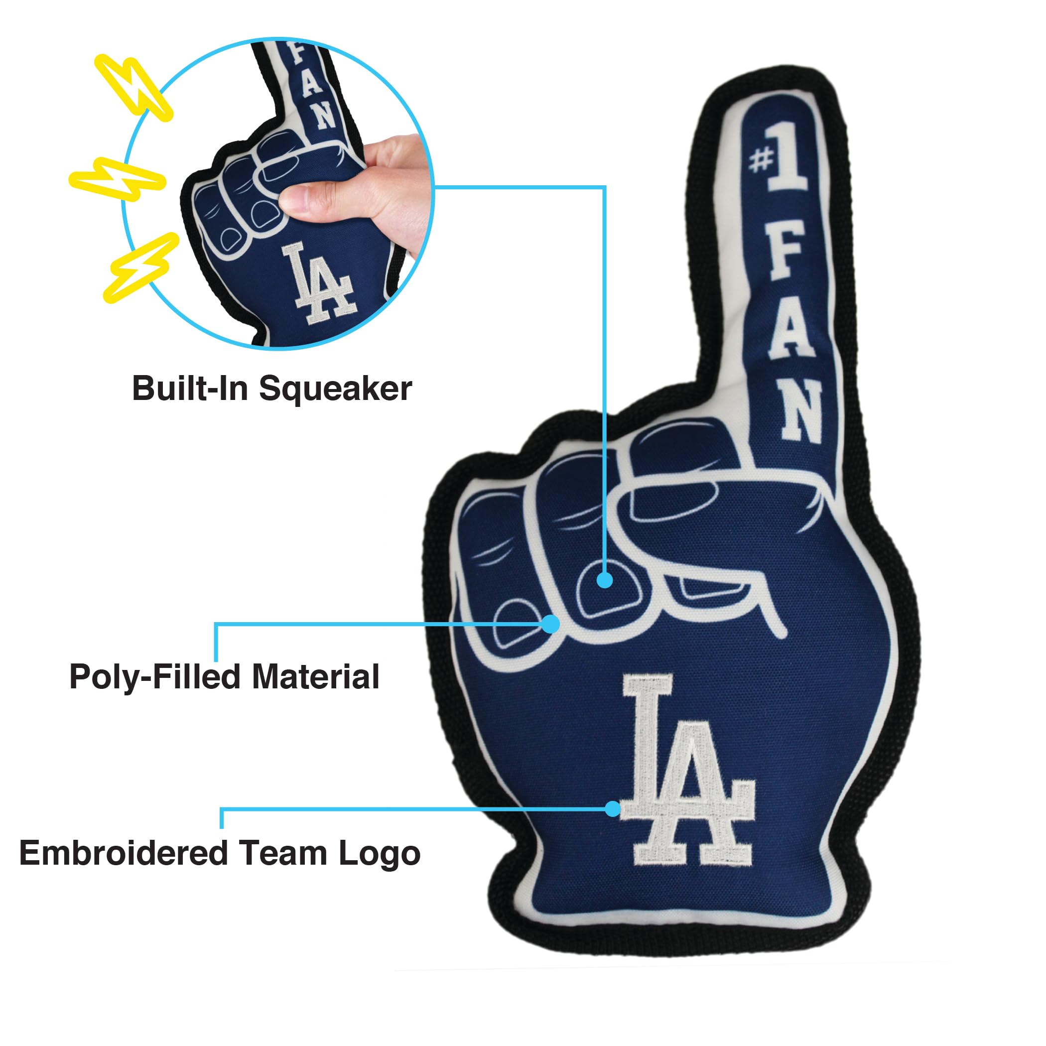 Mlb Los Angeles Dodgers #1 Fan Toy. Best Sports Dog Toy With Double Stitched Trim And Tough Nylon Material Filled With Chewable