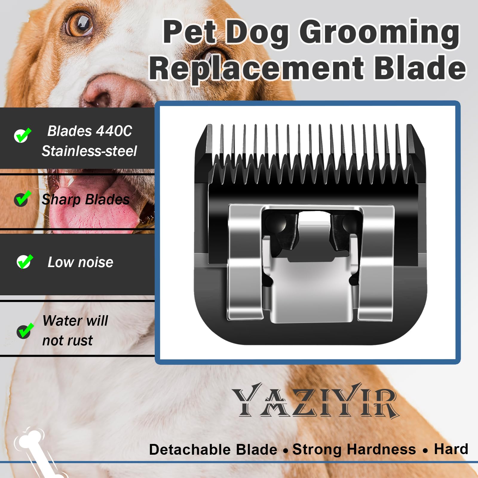 Yaziyir 3 Pack 10# Detachable Dog Grooming Steel Blades,Compatible With Andis,Oster A5,Wahl Km-10 Series,Cut Length 1/16-Inch 1.