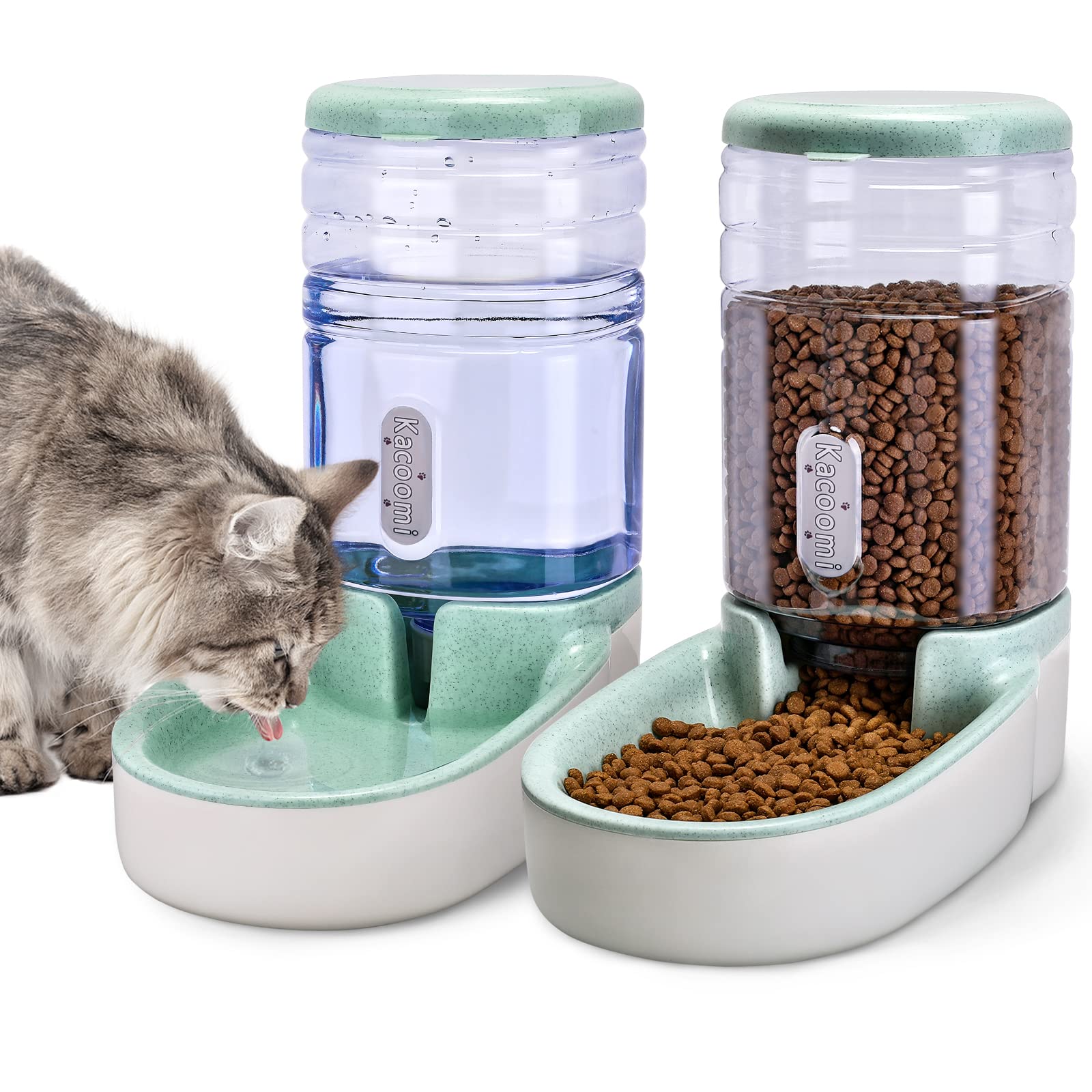 Kacoomi Automatic Dog Cat Feeder and Water Dispenser Gravity Food Feeder and Waterer Set with Pet Food Bowl for Small Medium Dog