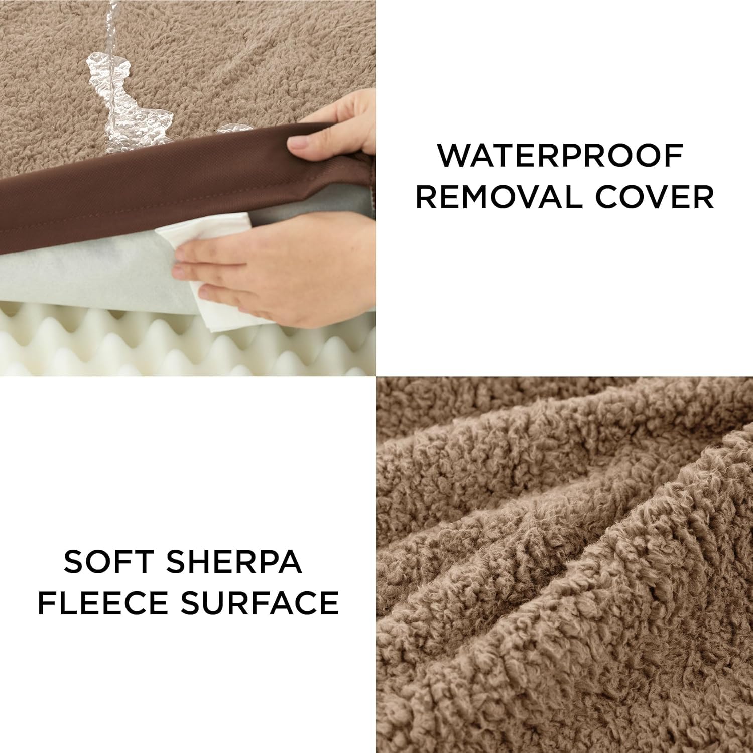 Lesure Dog Bed Cover Large Washable Replacement Cover For Orthopedic Pet Mat 36X27X3 Inches, Brown