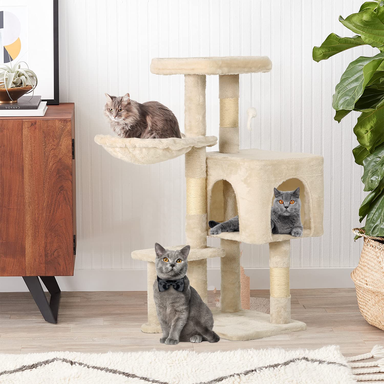 Bestpet Cat Tree 36 Inch Tall Cat Tower For Indoor Cats With Cat Scratching Post,Cat Condo Furniture Activity Centre With Cat Ha