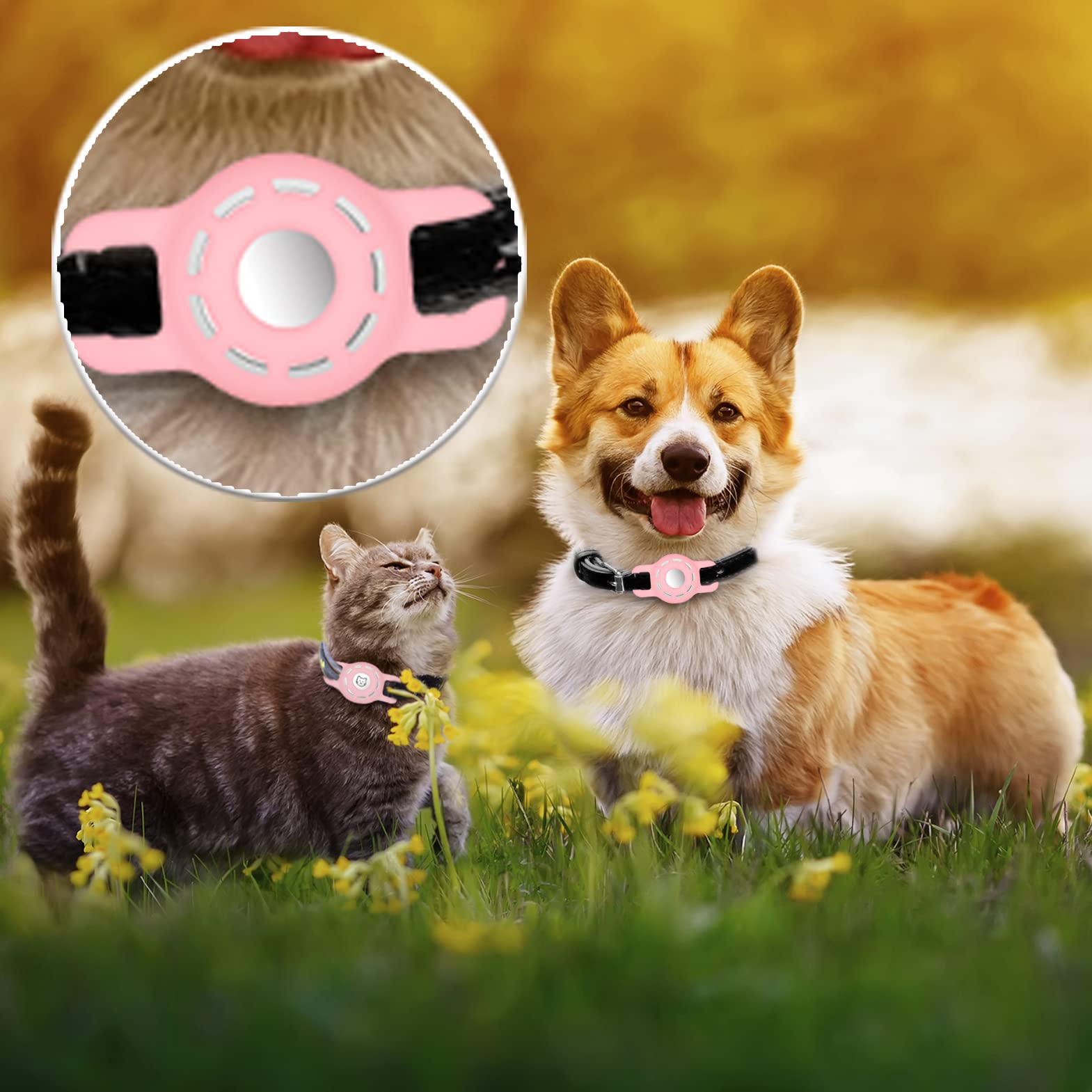 Airtag Cat Collar Holder For Apple Air Tag Cat Collar Holder Within 1/2 Inch, Airtag Dog Collar Holder Small, 2 Pack Airtag Pet