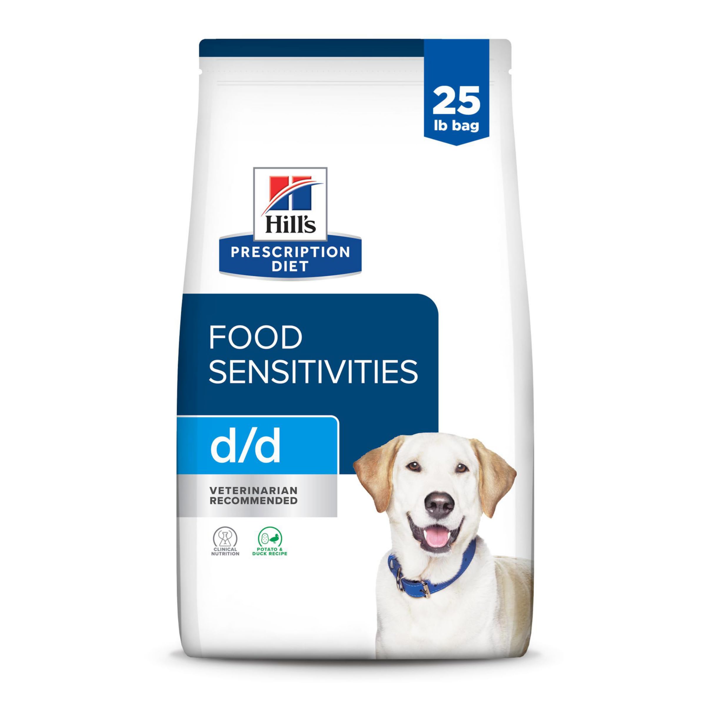 Hills Prescription Diet d/d Skin/Food Sensitivities Grain Free Potato & Duck Flavor Dry Dog Food, Veterinary Diet, 25 lb. Bag