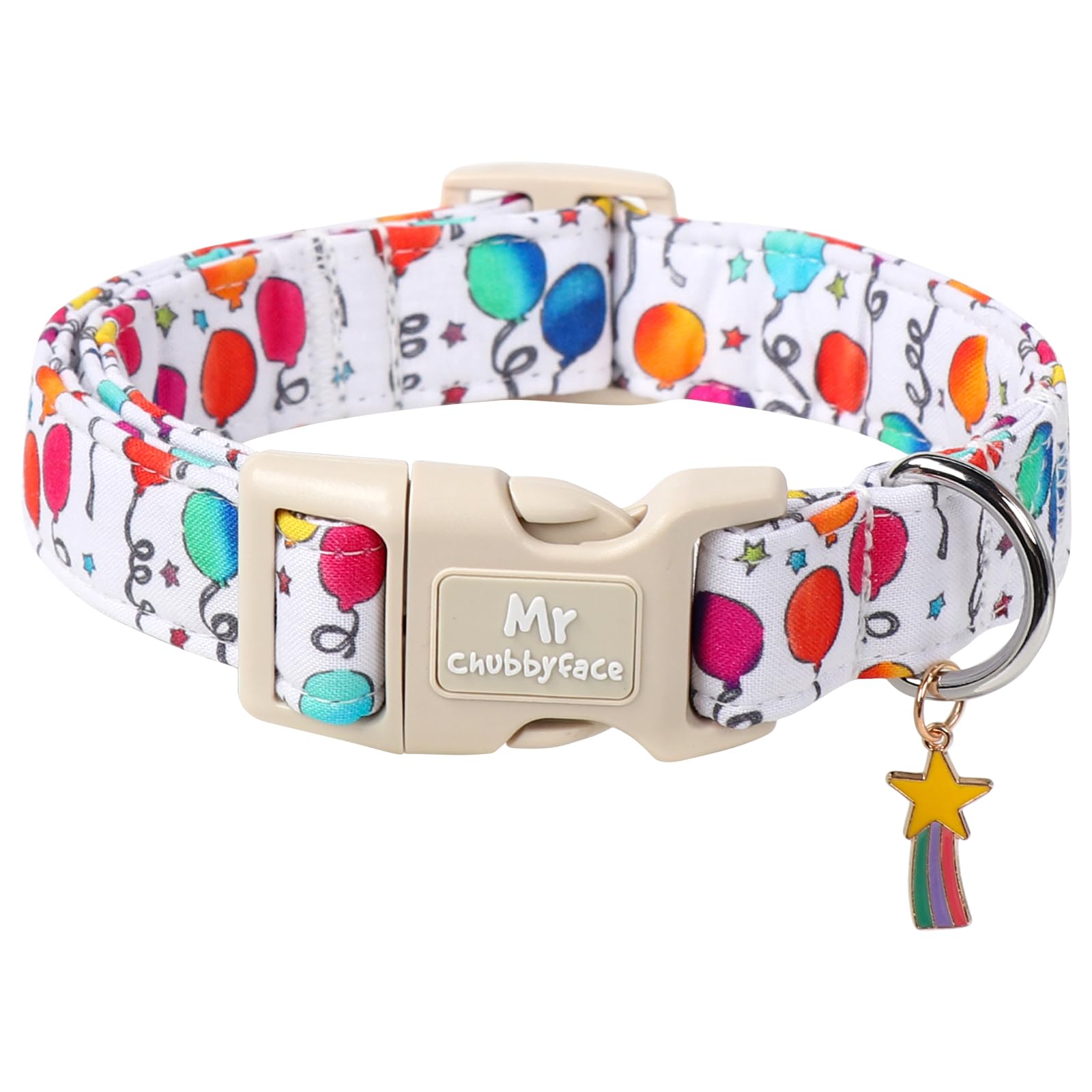 Mr.Chubbyface Summer Balloon Dog Collar, Birthday Puppy Collar With Quick Release Buckle,Light Adjustable Durable Pet Collar For