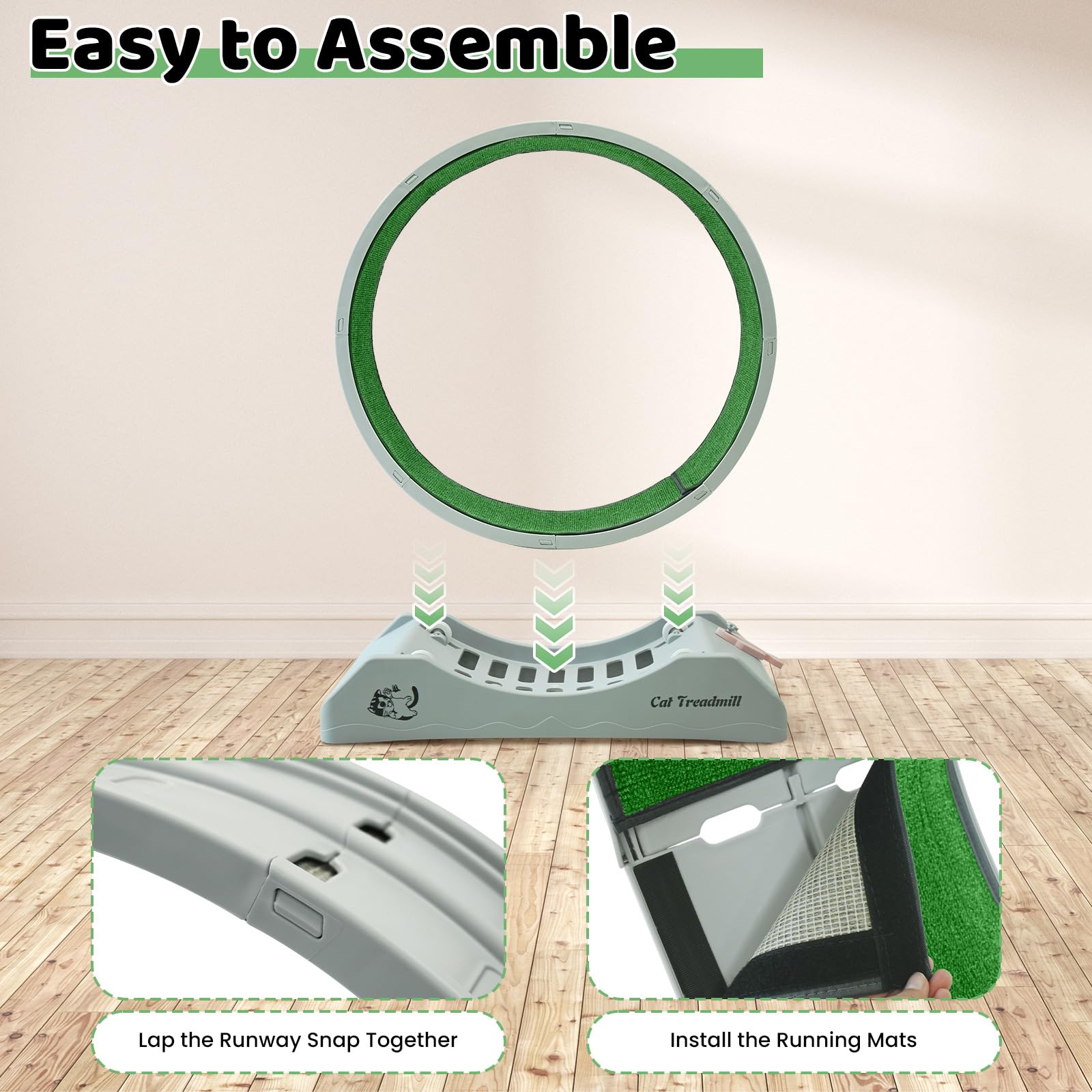 Homegroove Cat Wheels For Indoor Cats, 40 Inch Plastic Cat Exercise Running Wheel With Carpeted Runway, Large Cat Treadmill Whee