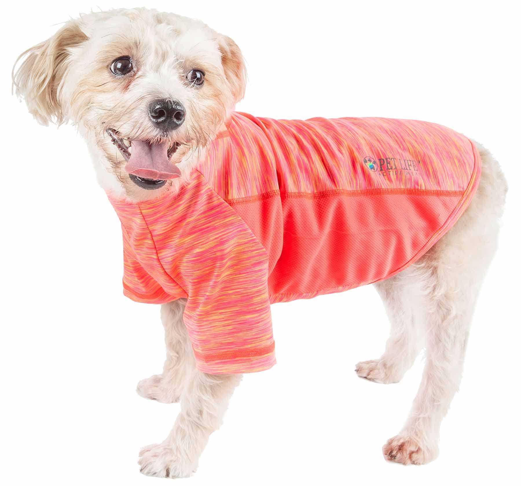 Pet Life ® Active 'Warf Speed' Heathred Dog Fitness And Yoga Pet T-Shirt Dog Clothes - Performance Dog T-Shirt With 4-Way-Stretch, Reflective And Quick-Dry Technology - Summer Dog Shirts X-Large