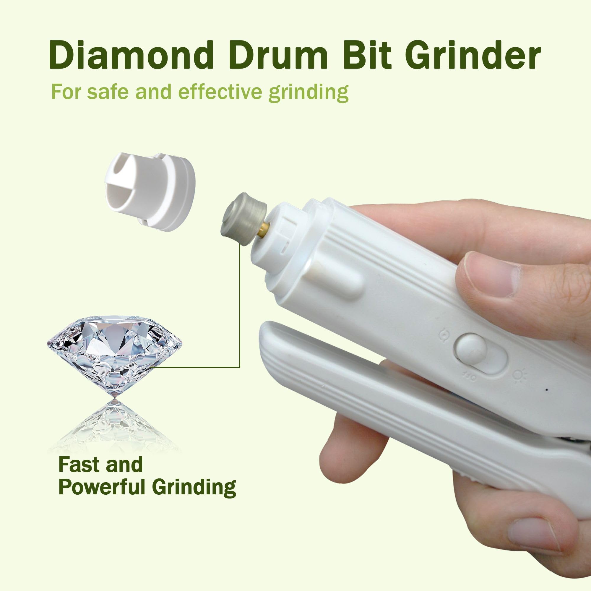 MUZMDNI 2-in-1 Dog Nail Grinder & Clippers for Large Medium Small Dogs, Green, Model CWZJD-LS with LED Lights