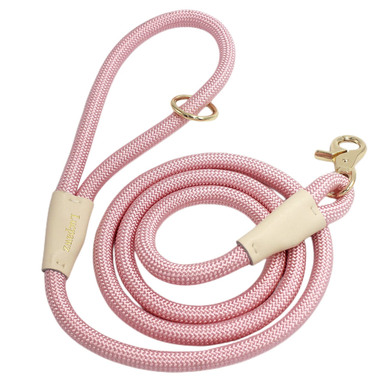 Lucpawz Lobster Snap Pet Leash 5Ft, Special Strong Nylon Rope Dog Leash, Solid Color Rope Dog Lead For All Breeds(Pink, 5Ft*10Mm
