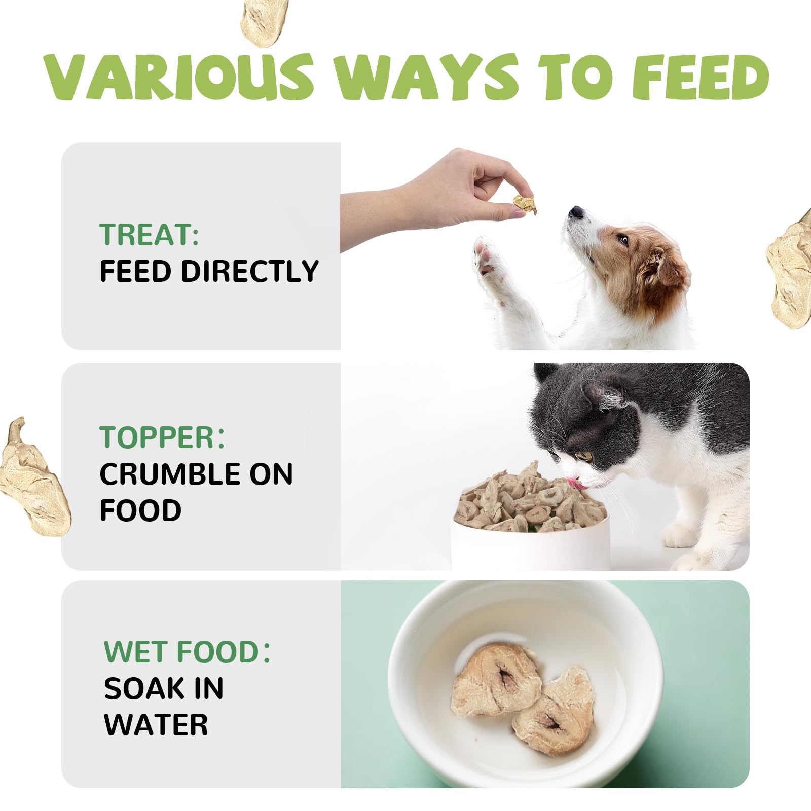 PAWUP Freeze Dried Chicken Heart Pet Treats, High Protein Freeze-Dried Pet Food for Dogs, Cats, Fresh Ingredient, 3.2 oz, Rawhid