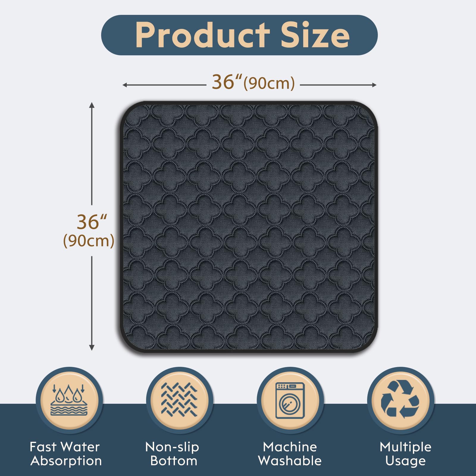 Funfurry Washable Dog Pee Pads - 2 Pack Reusable, Waterproof Puppy Pads, Super Absorbent With Dog Paw Shape Non-Slip Backing (Da